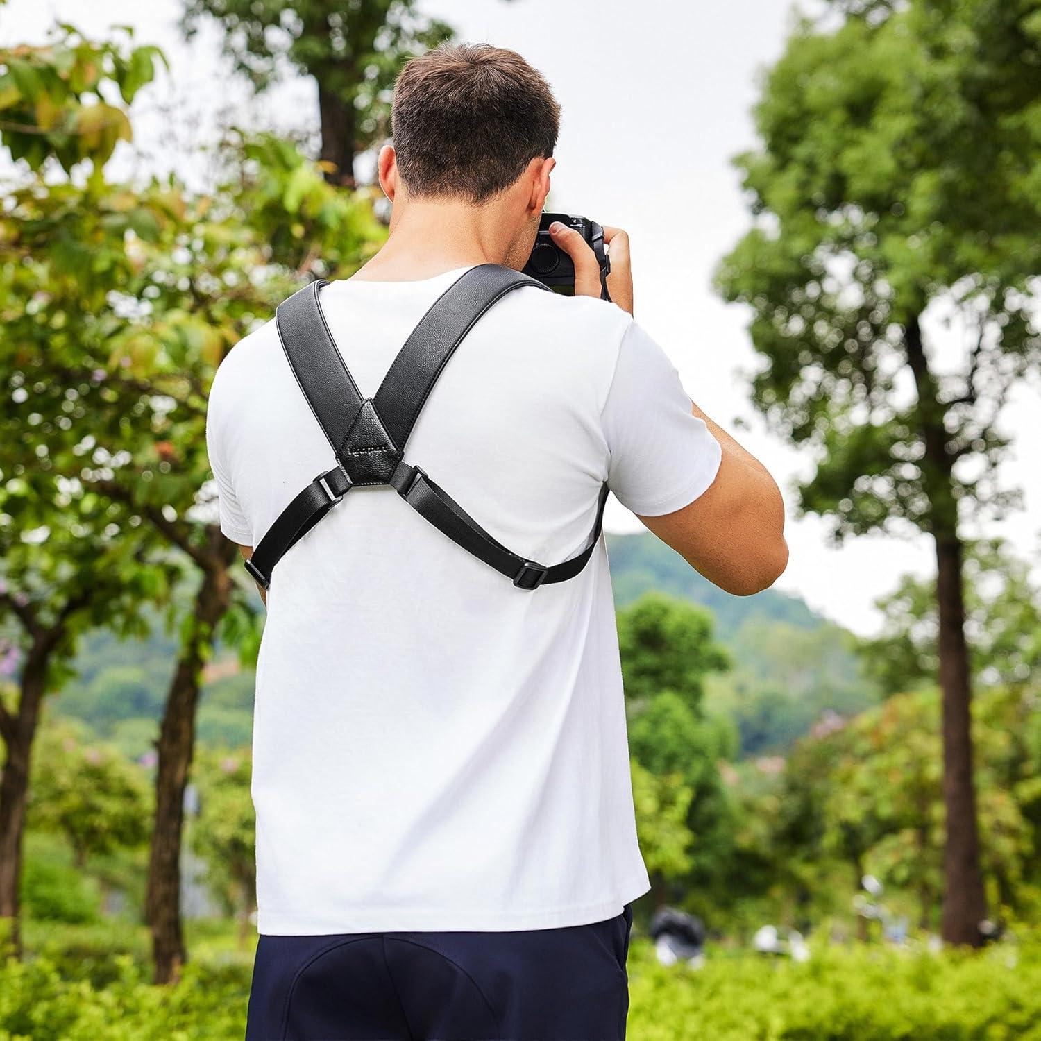 Arnés de cámara Vigorport para DSLR SLR, correa cruzada negra