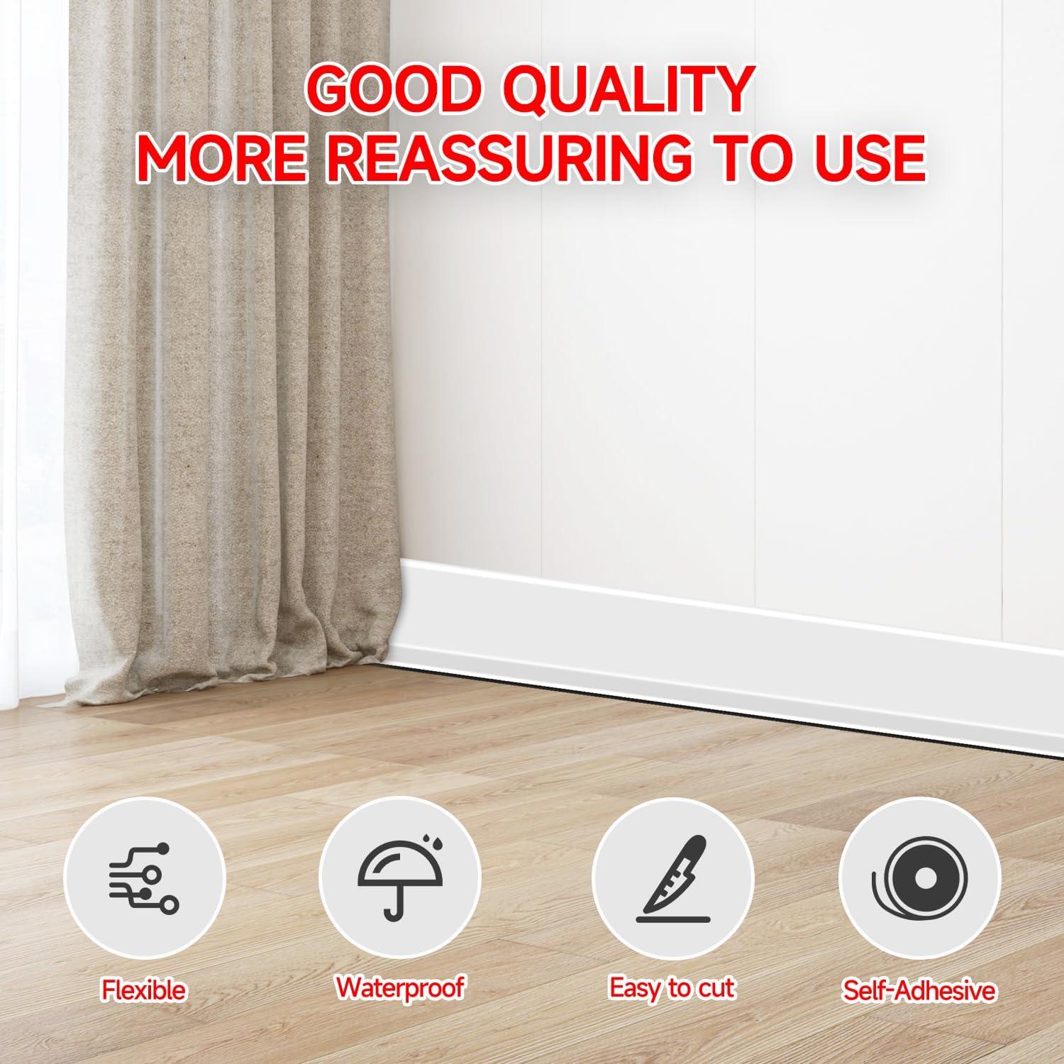 Moldura de Zócalo Flexible Autoadhesiva YYGCL 6.1m Blanco