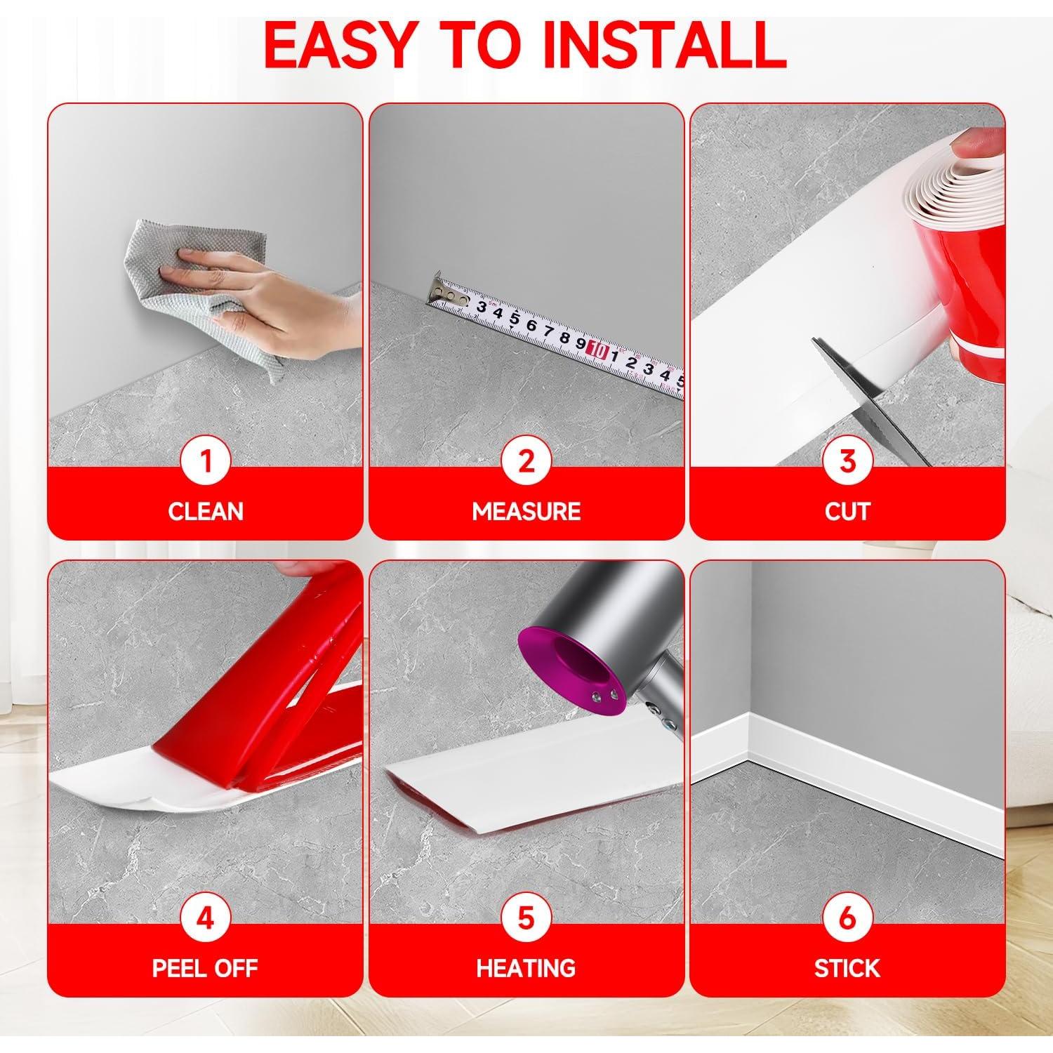 Moldura de Zócalo Flexible Autoadhesiva YYGCL 6.1m Blanco