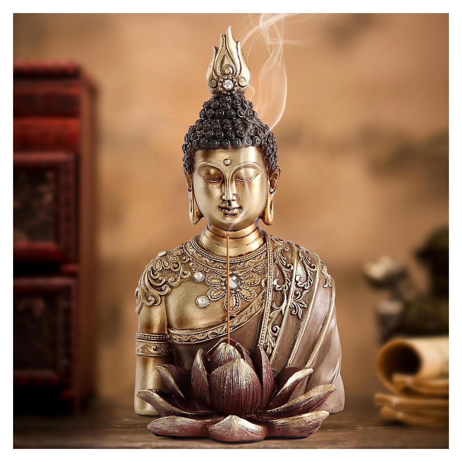 Estatua de Buda con quemador de incienso Smadeer 22.4 cm