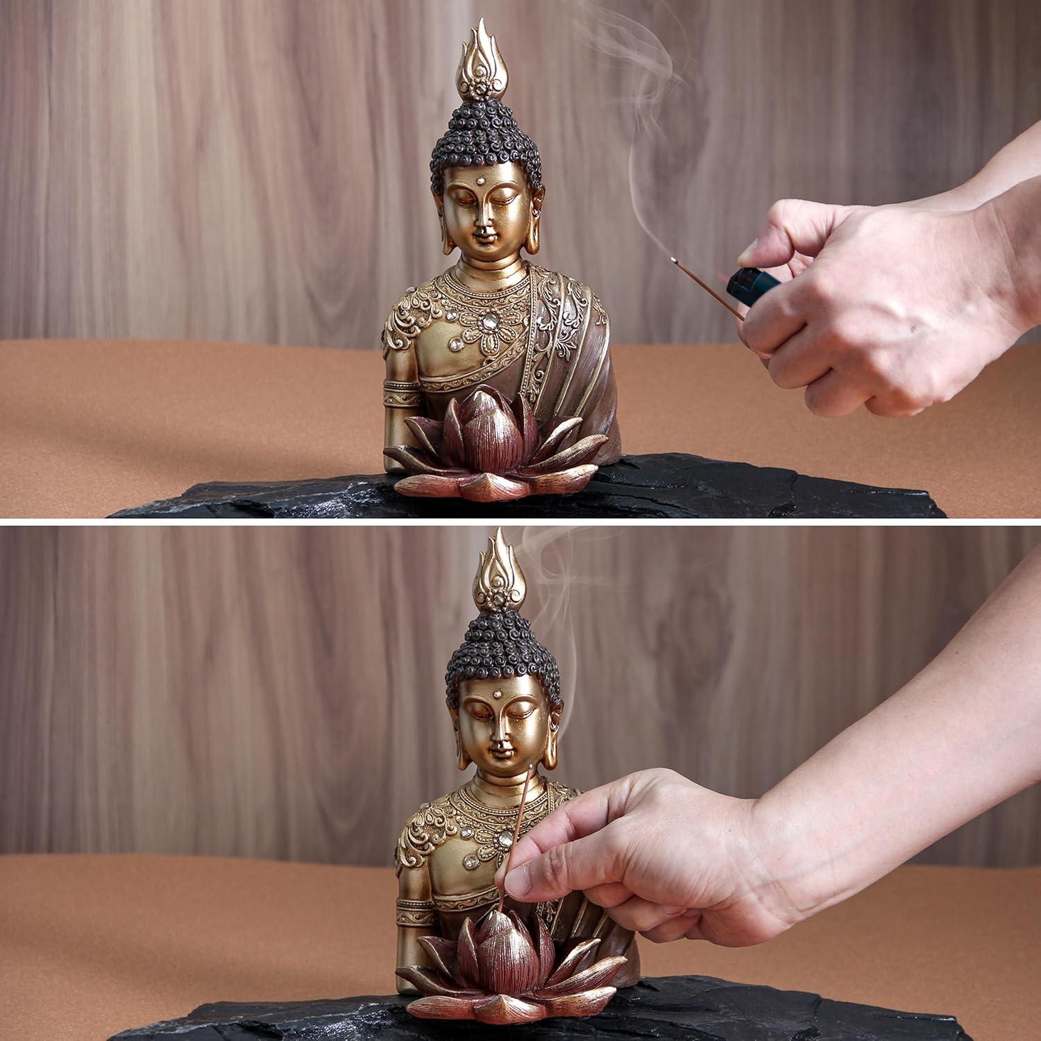 Estatua de Buda con quemador de incienso Smadeer 22.4 cm