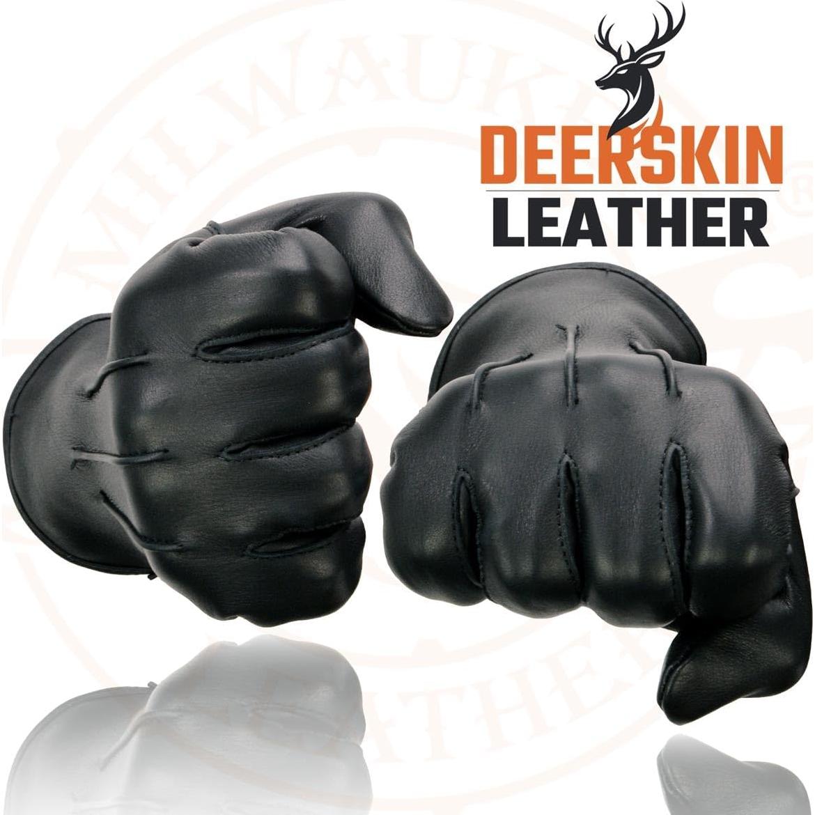 Guantes de motocicleta Milwaukee Leather SH875 de cuero negro térmicos
