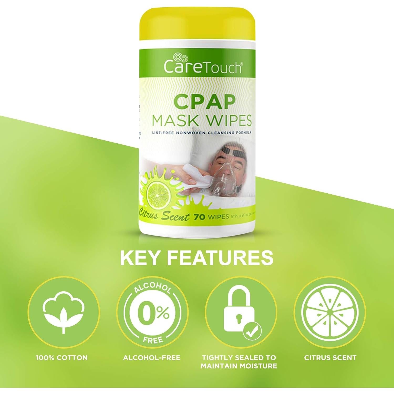 Toallitas de limpieza CPAP Care Touch - 140 unidades aromatizadas