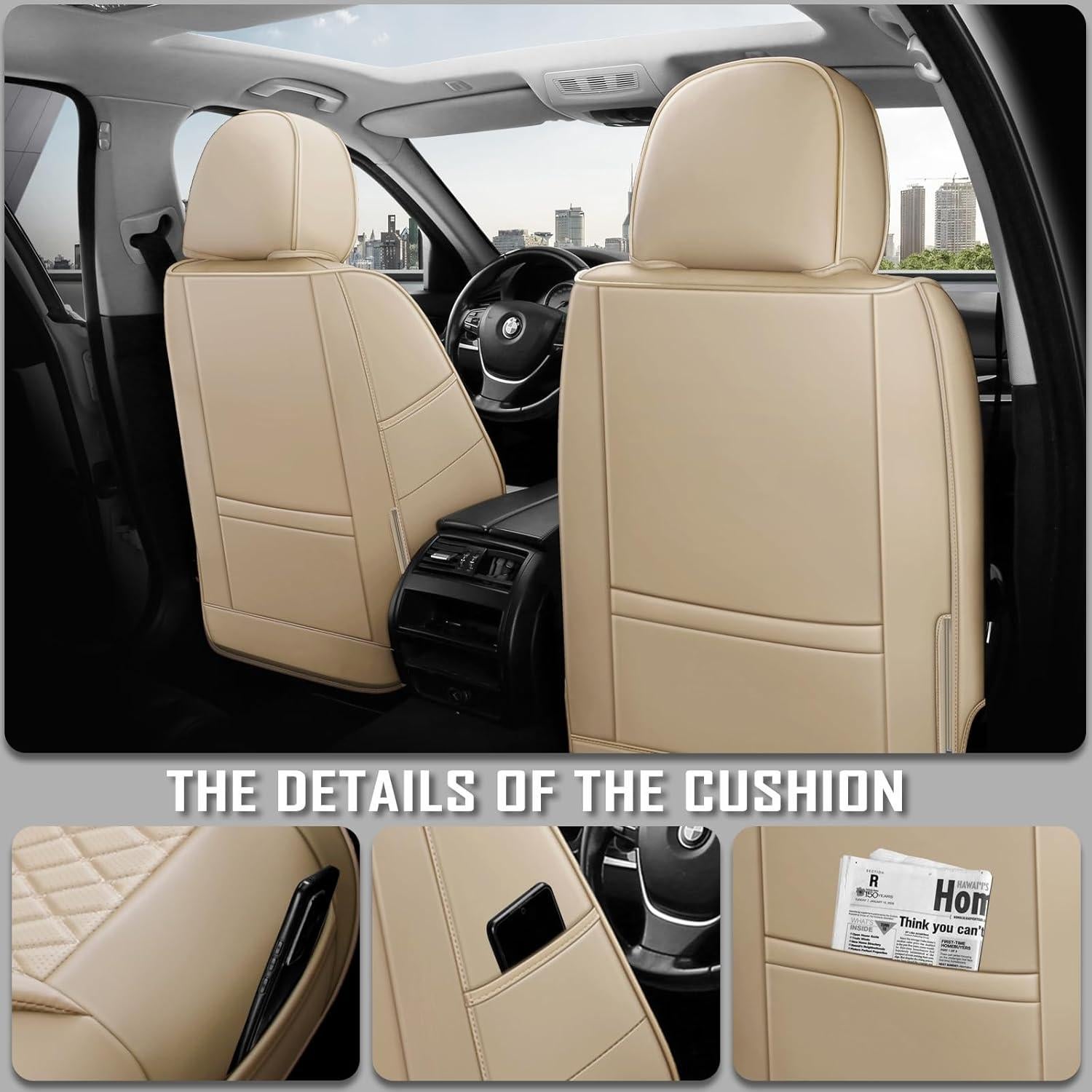 Cubiertas de Asientos de Coche GEEYONTEK GY01 Beige Universal