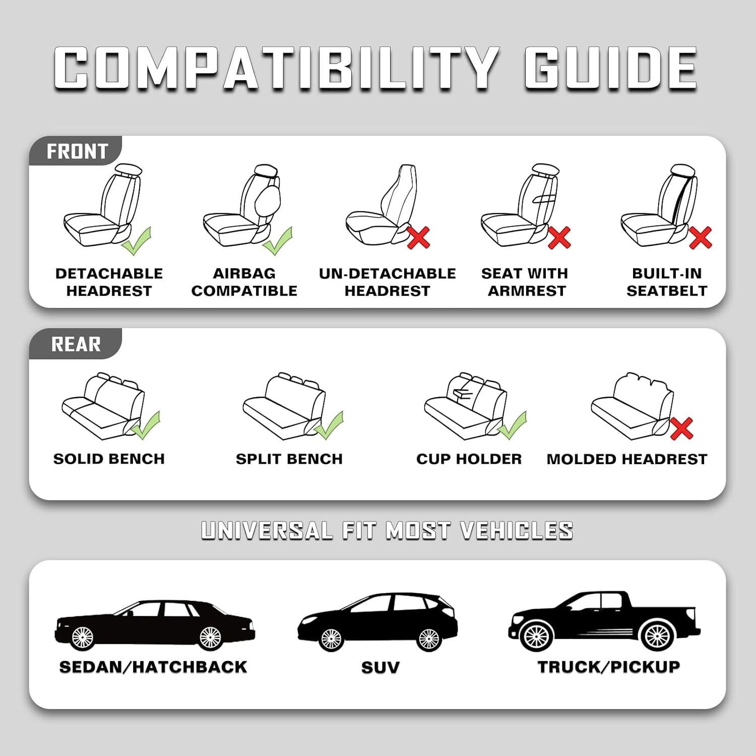 Cubiertas de Asientos de Coche GEEYONTEK GY01 Beige Universal