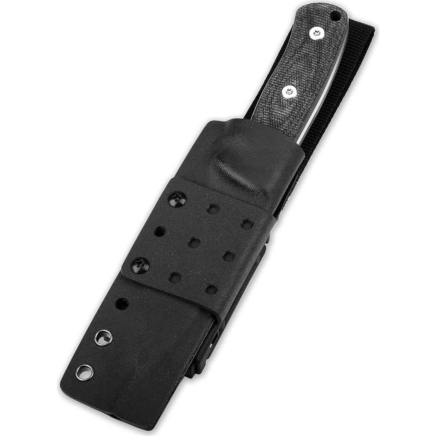 Cuchillo de hoja fija QSP Bison D2 11.43 cm micarta negra