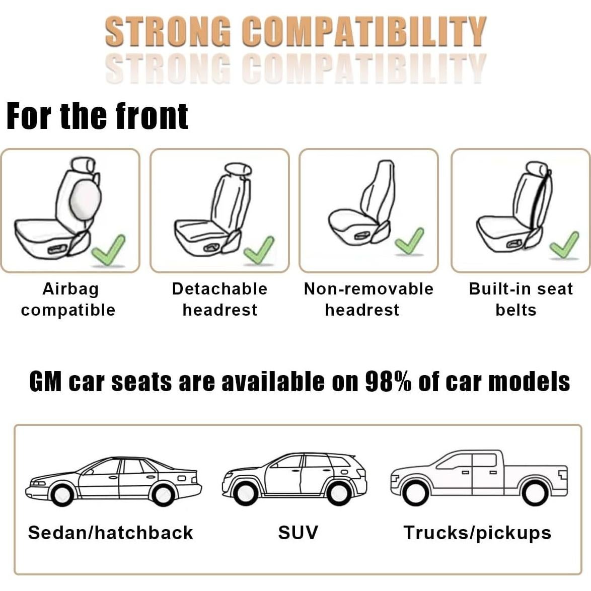 Funda de Asiento de Coche DUSCOKE Beige Transpirable 49.7x47.6cm