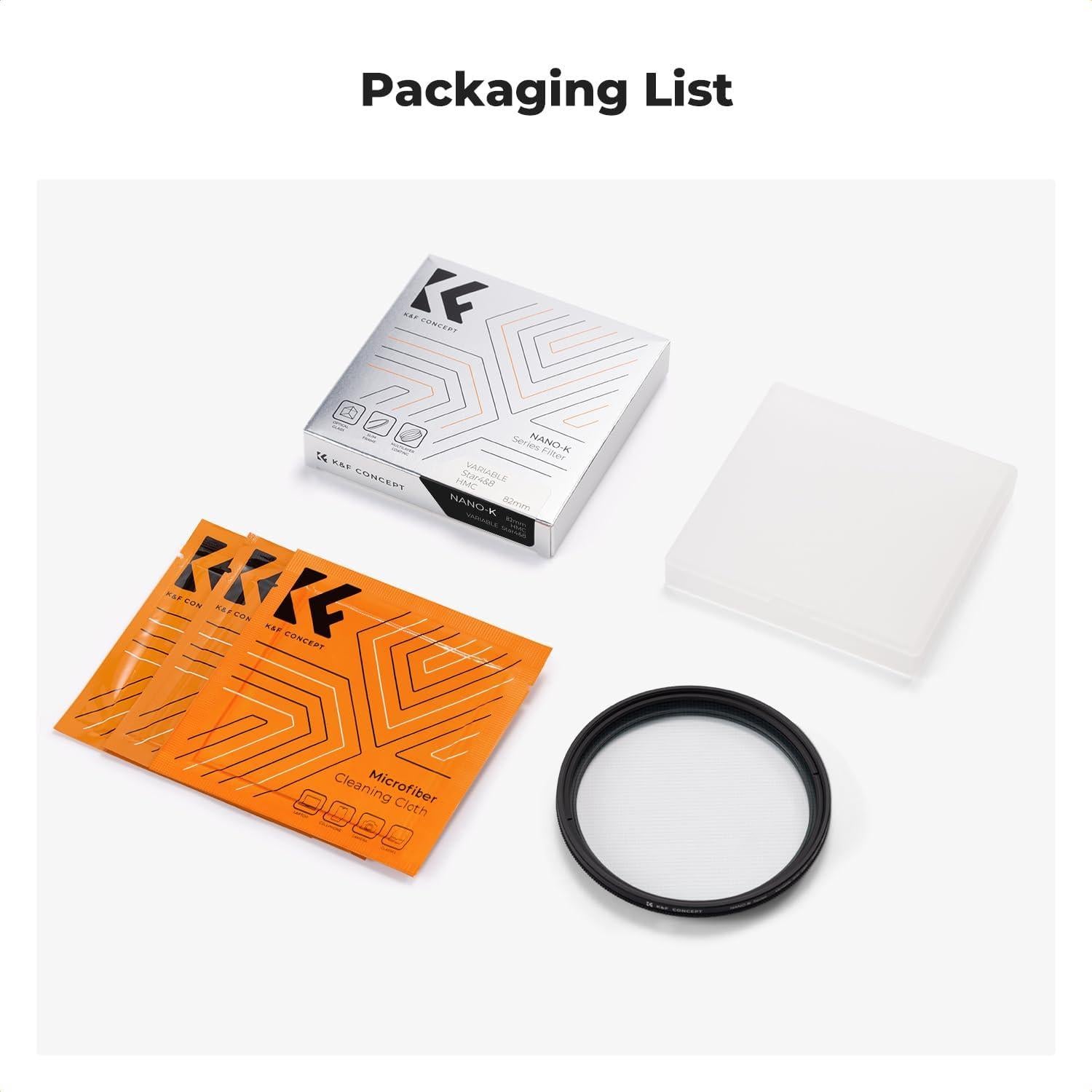 Filtro de Estrella Variable K&F Concept 49mm - Cristal Óptico