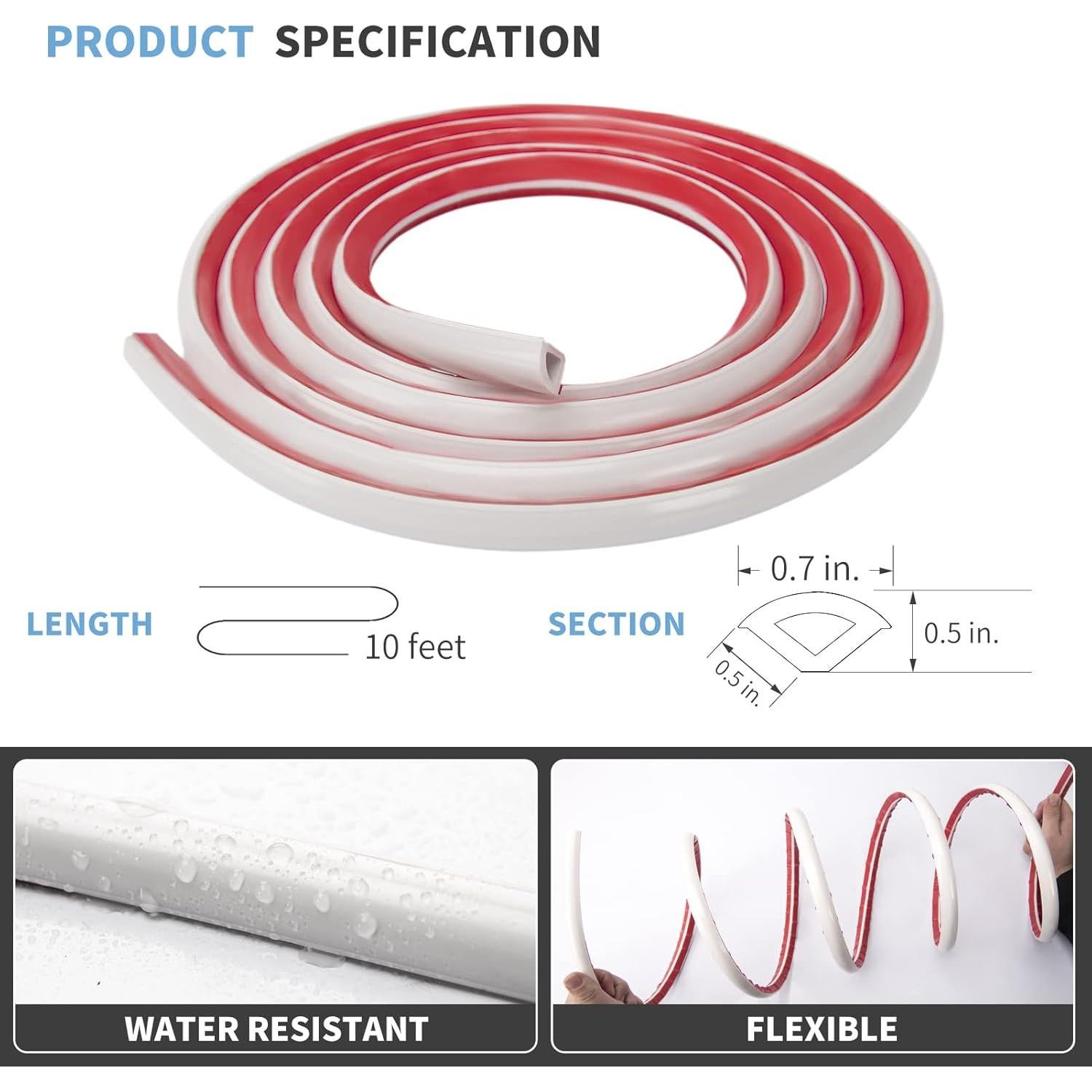 Tira de recorte autoadhesiva Art3d 10 Pies PVC Blanco