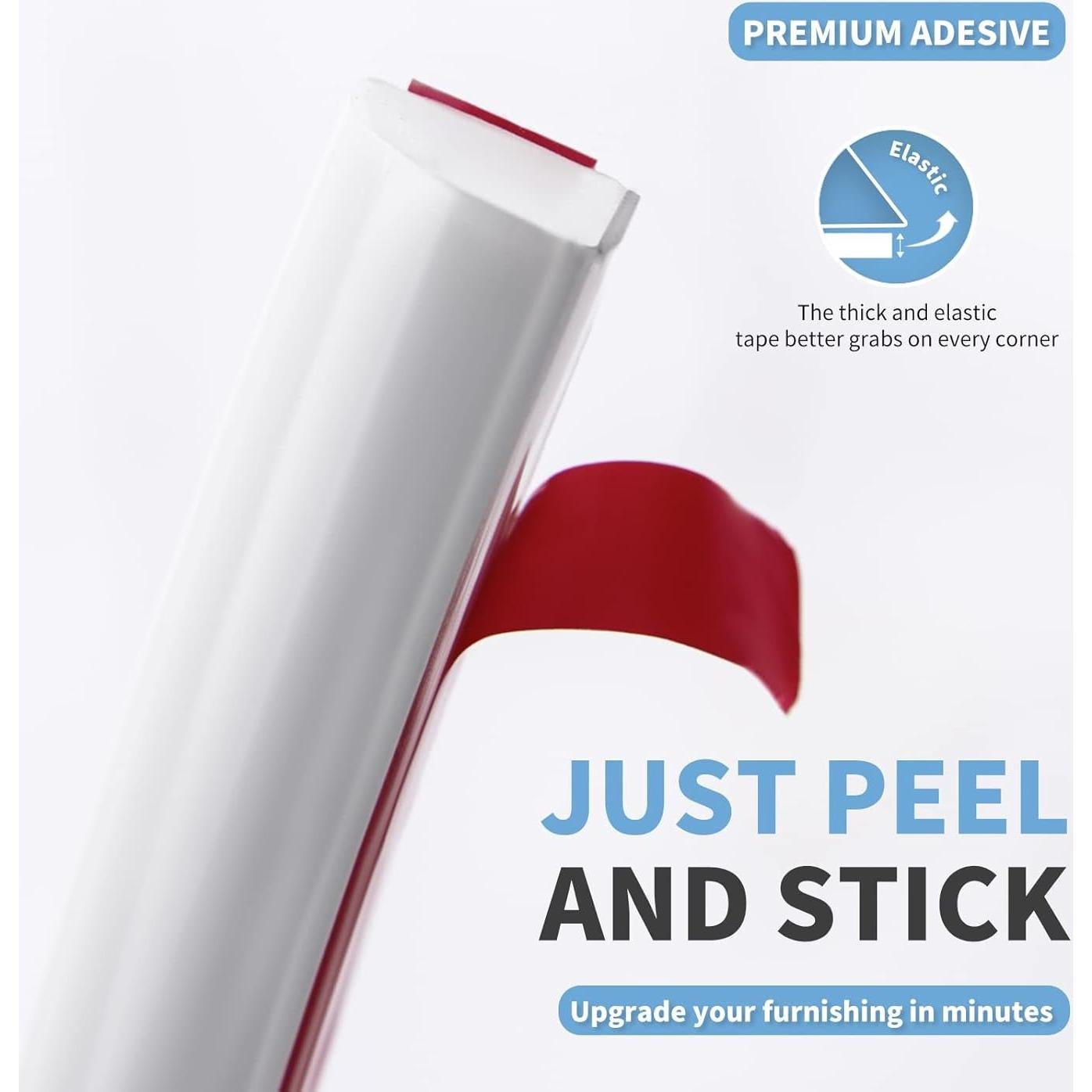 Tira de recorte autoadhesiva Art3d 10 Pies PVC Blanco