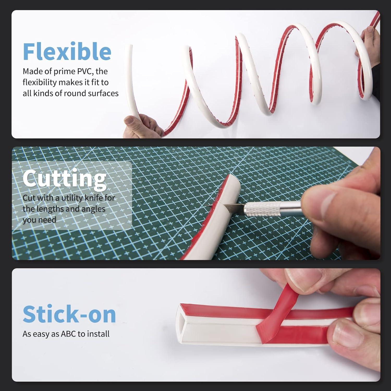 Tira de recorte autoadhesiva Art3d 10 Pies PVC Blanco