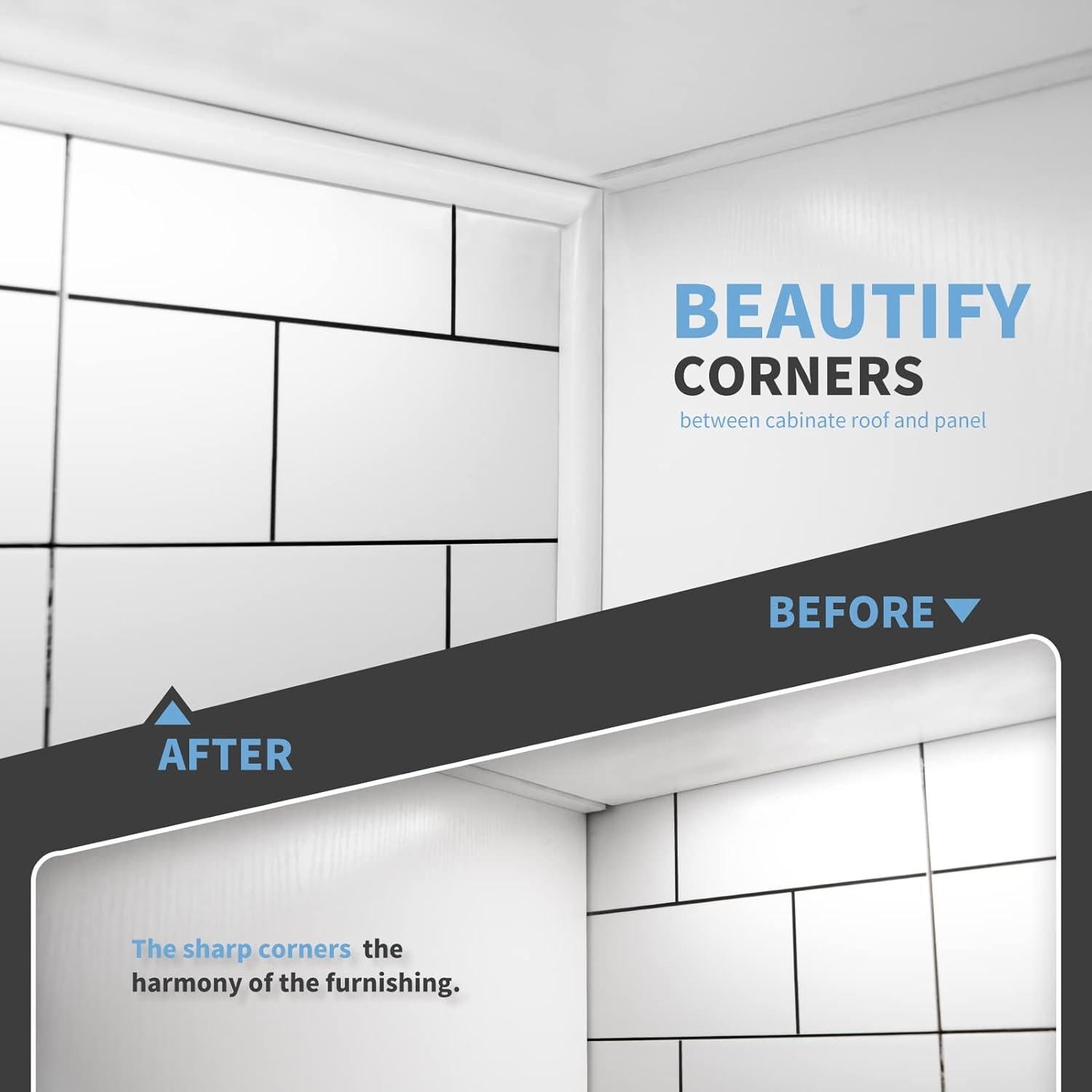 Tira de recorte autoadhesiva Art3d 10 Pies PVC Blanco