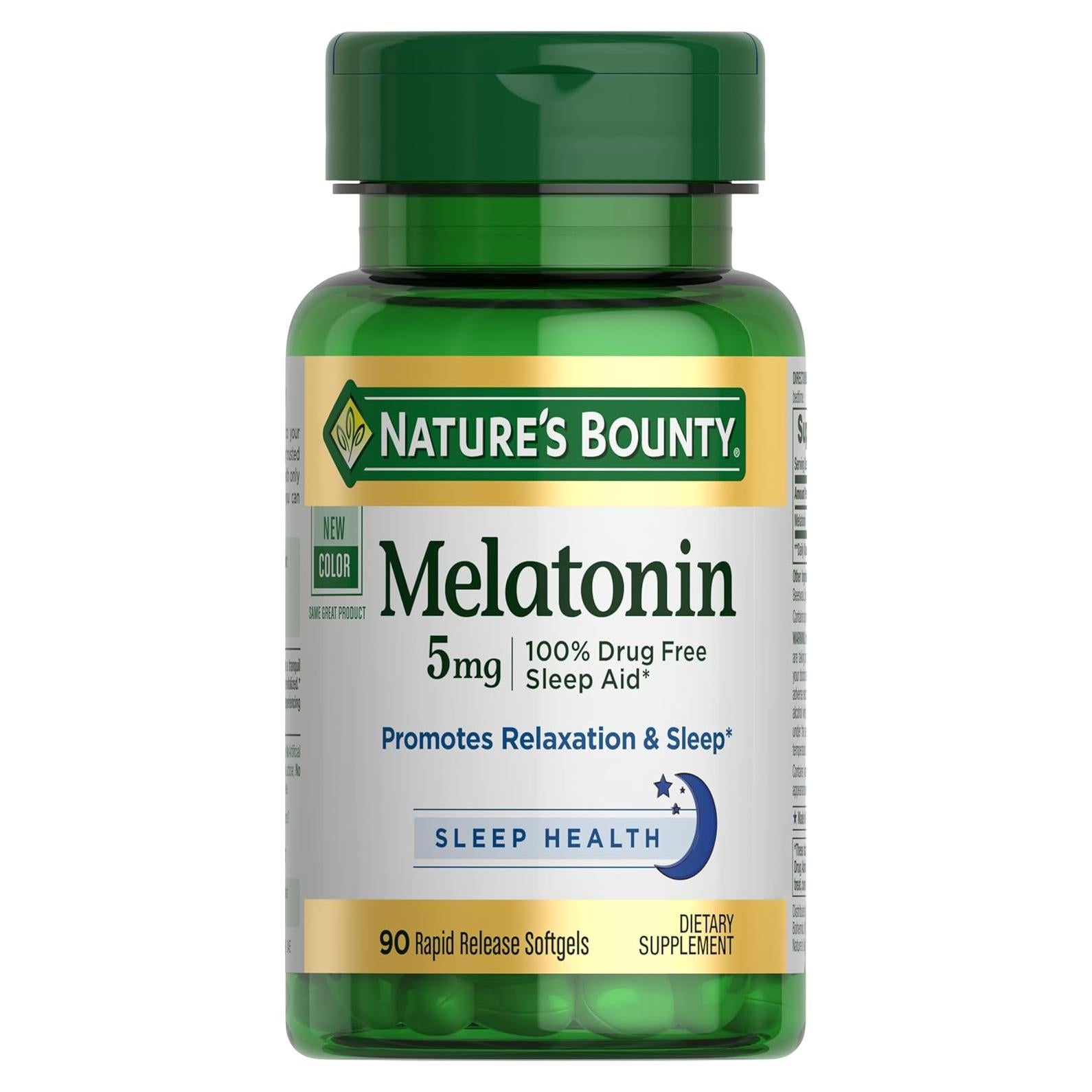 Melatonina Nature's Bounty 5mg 90 Gelatinas Blandas Sin Sabor