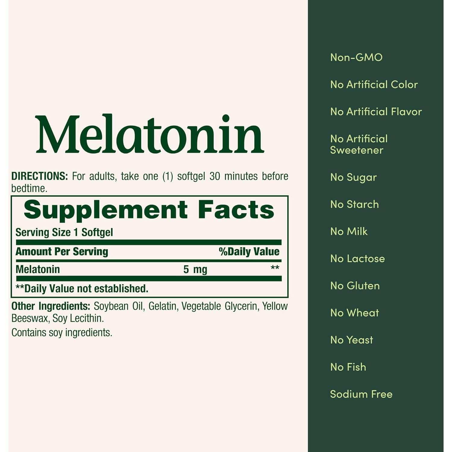 Melatonina Nature's Bounty 5mg 90 Gelatinas Blandas Sin Sabor