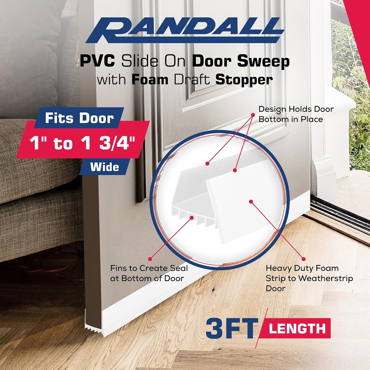 Barrido de puerta deslizante PVC Randall 0.91 m blanco