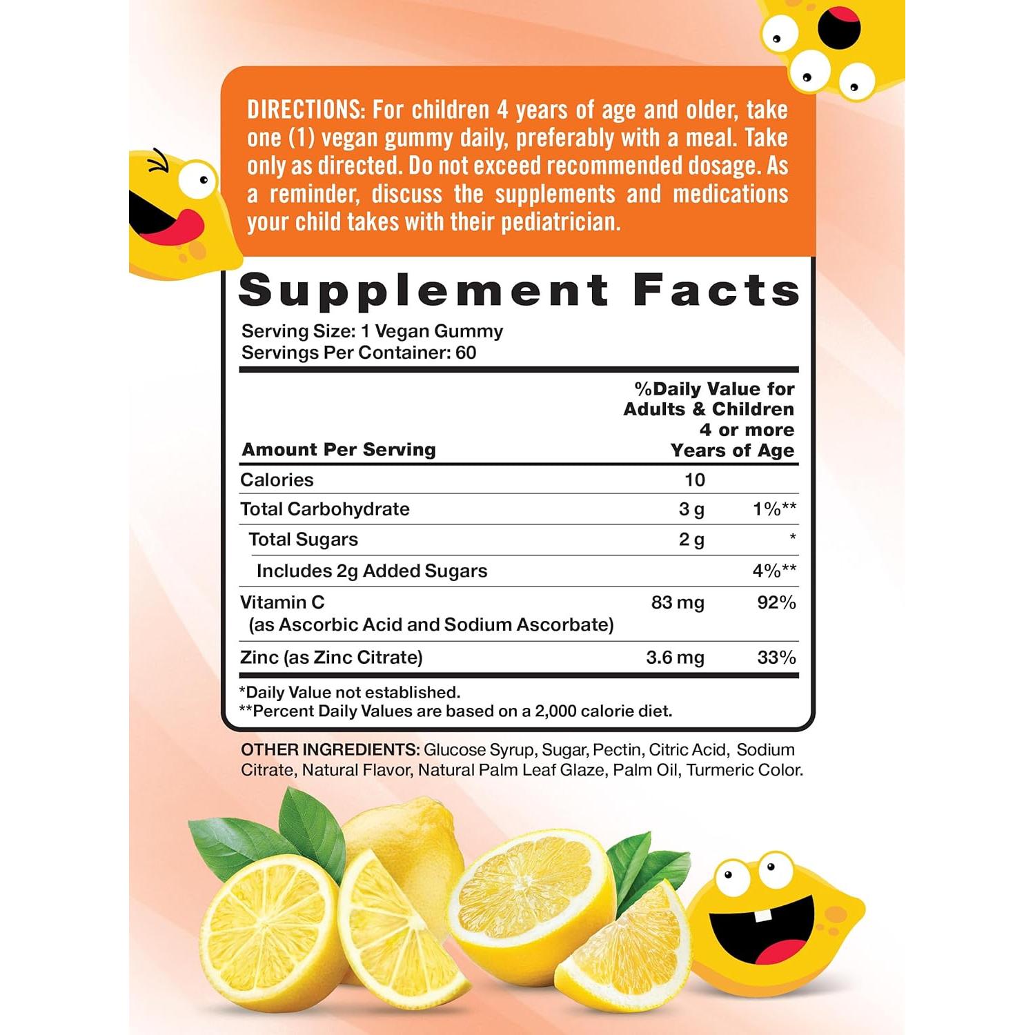 Gomitas de Vitamina C y Zinc Nature's Truth 60 Unidades Veganas