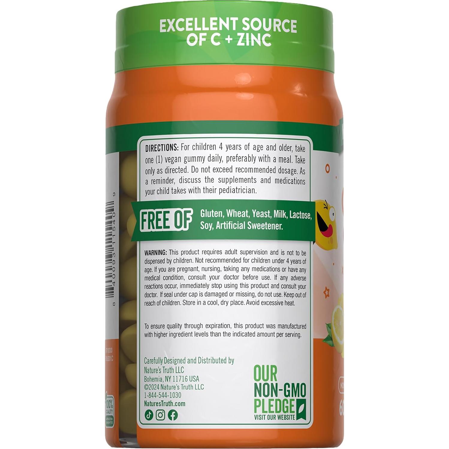 Gomitas de Vitamina C y Zinc Nature's Truth 60 Unidades Veganas