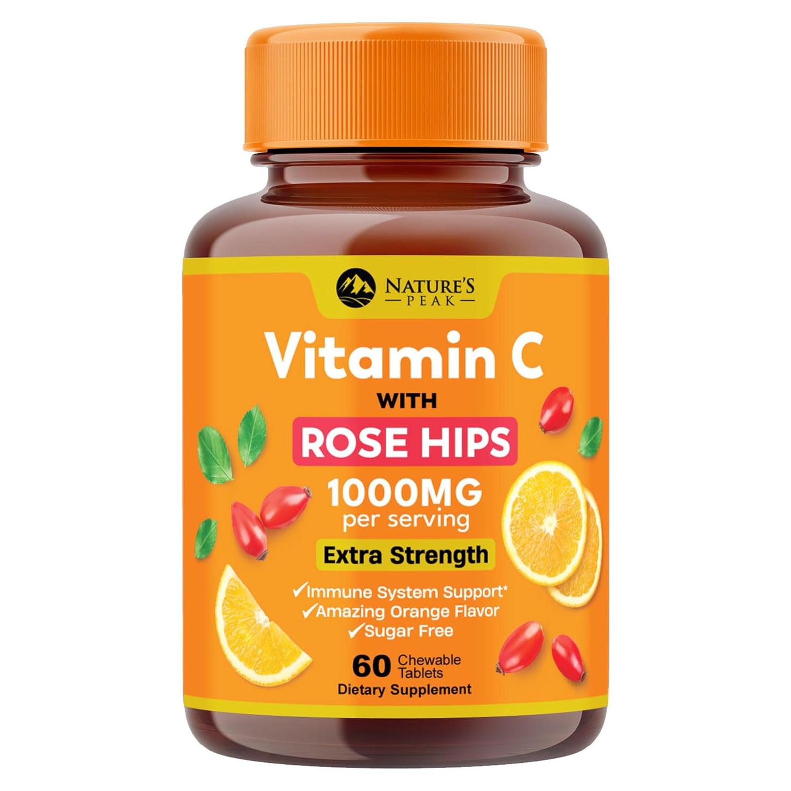 Suplemento de Vitamina C 1000mg Nature's Peak 60 Tabletas Masticables