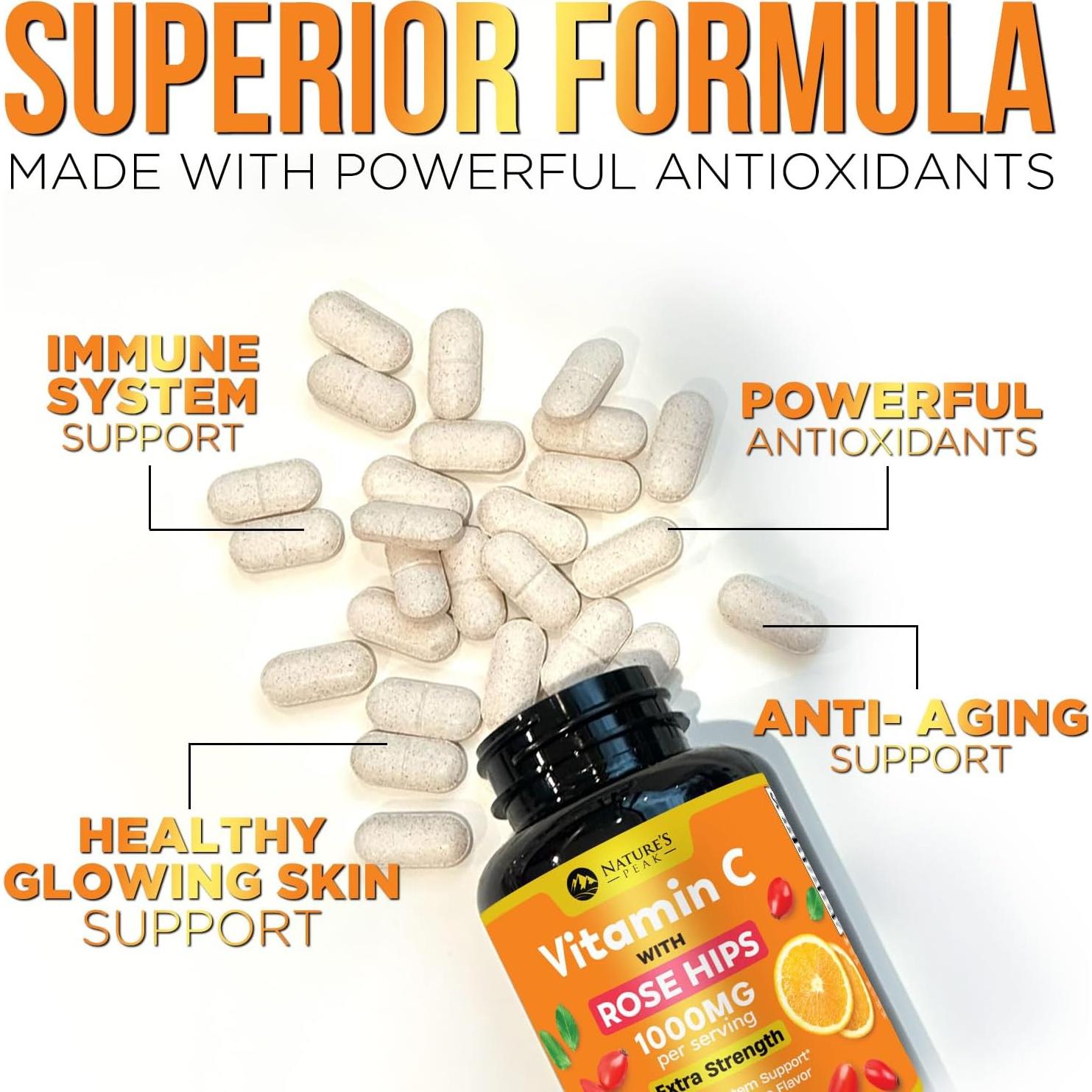 Suplemento de Vitamina C 1000mg Nature's Peak 60 Tabletas Masticables