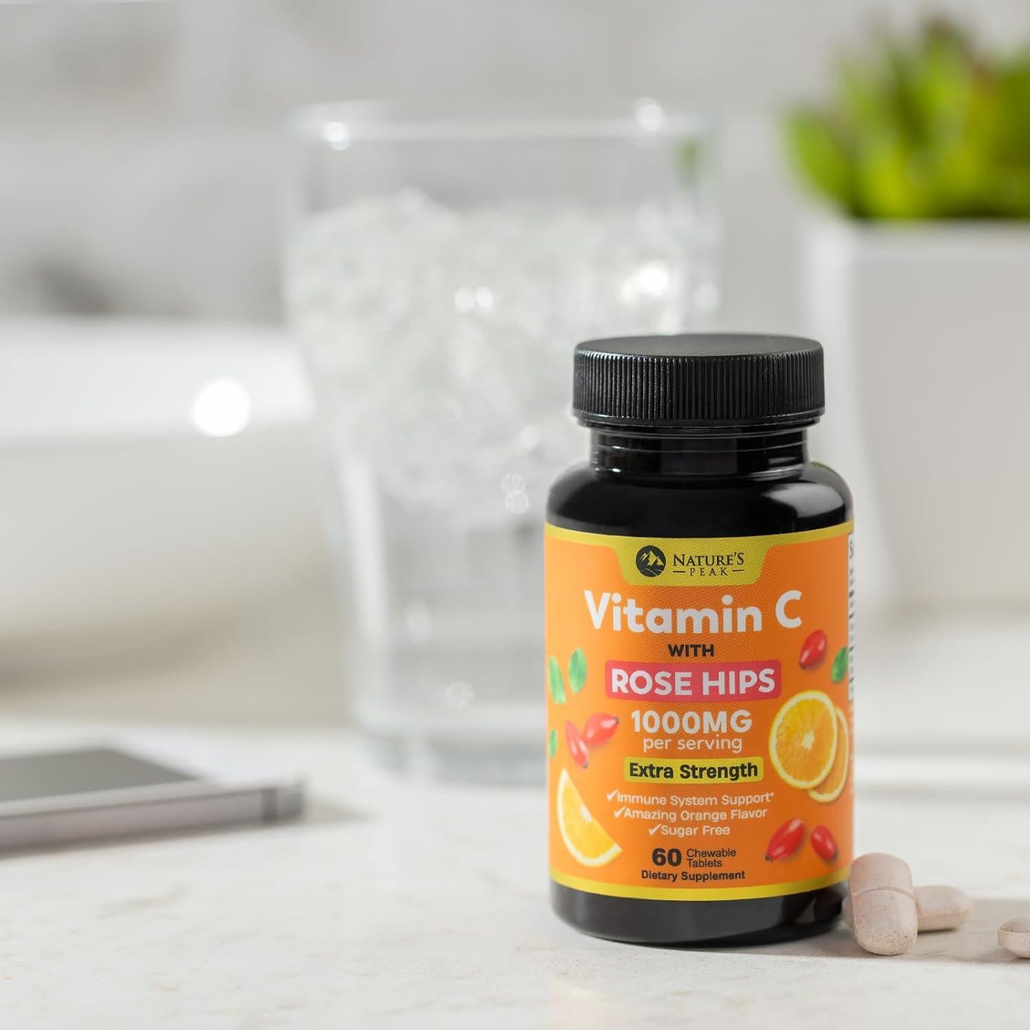 Suplemento de Vitamina C 1000mg Nature's Peak 60 Tabletas Masticables