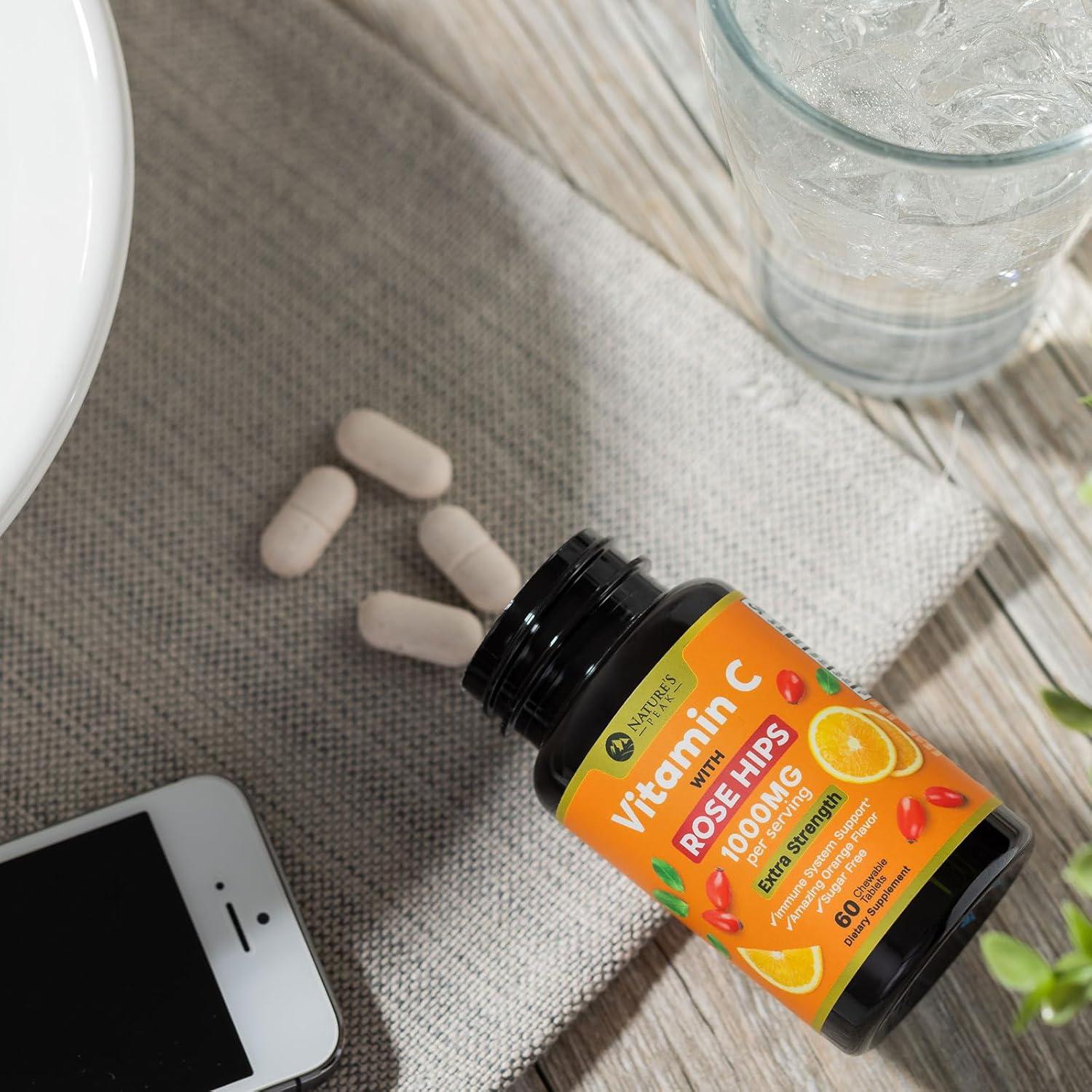 Suplemento de Vitamina C 1000mg Nature's Peak 60 Tabletas Masticables