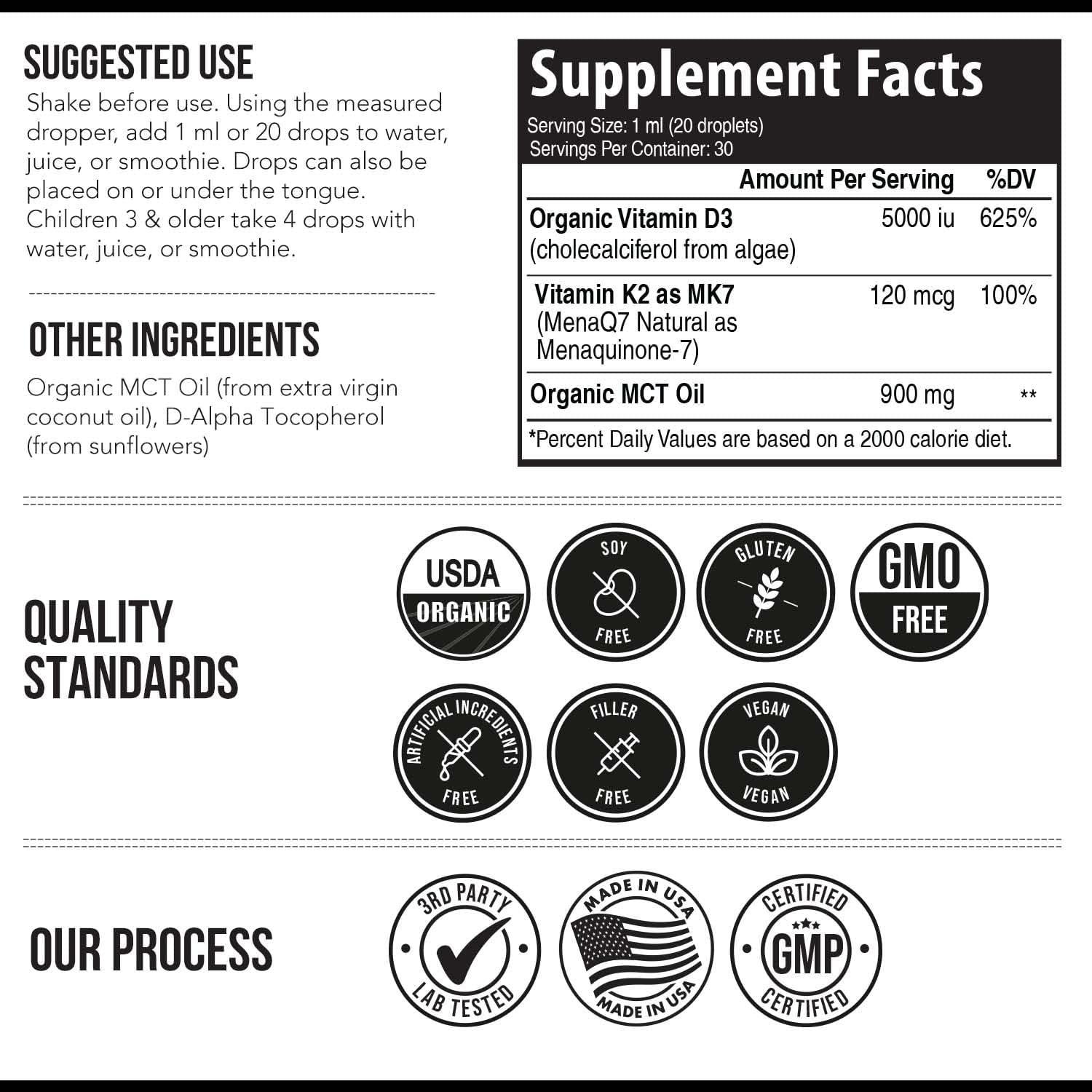 D3 + K2 Orgánico Triquetra Health 30 ml - Gotas Sublinguales