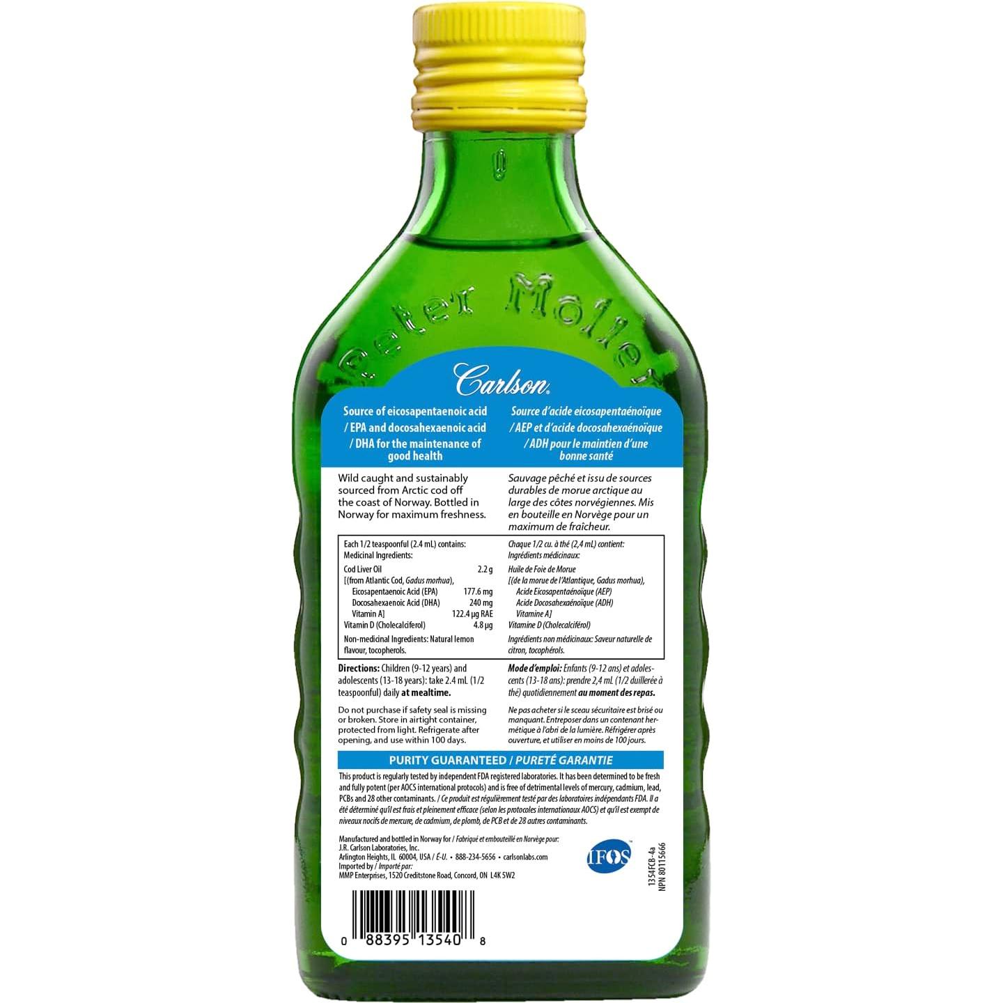 Perlas de Aceite de Hígado de Bacalao Carlson 150 Gelatinas