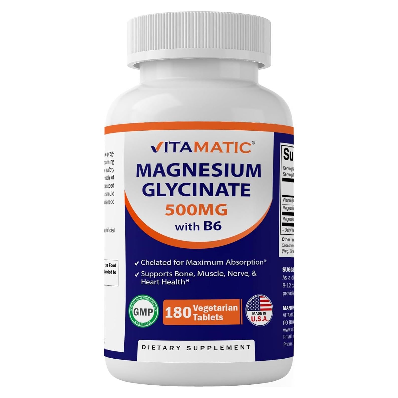 Vitamatic Magnesio Glicinato 500 mg - 180 Tabletas Vegetarianas