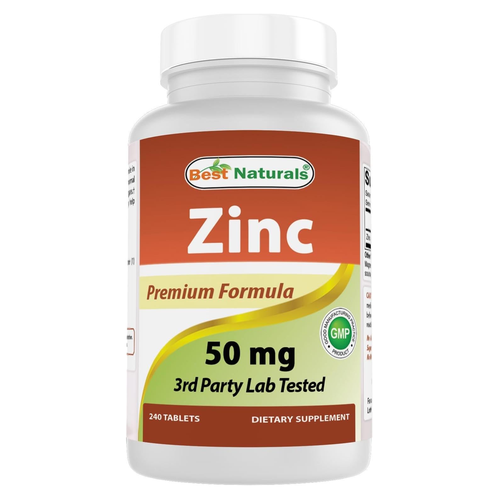 Suplemento de Zinc Gluconato 50mg Mejor Naturales 240 Tabletas