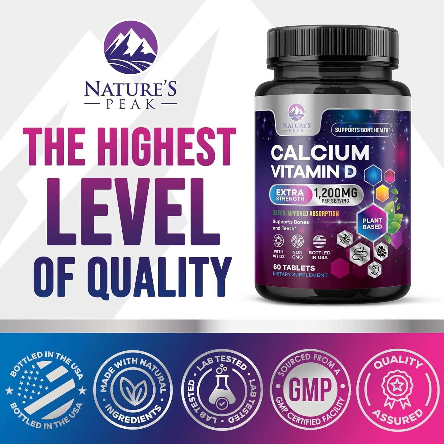 Suplemento de Calcio 1200 mg con Vitamina D3 - 60 Tabletas