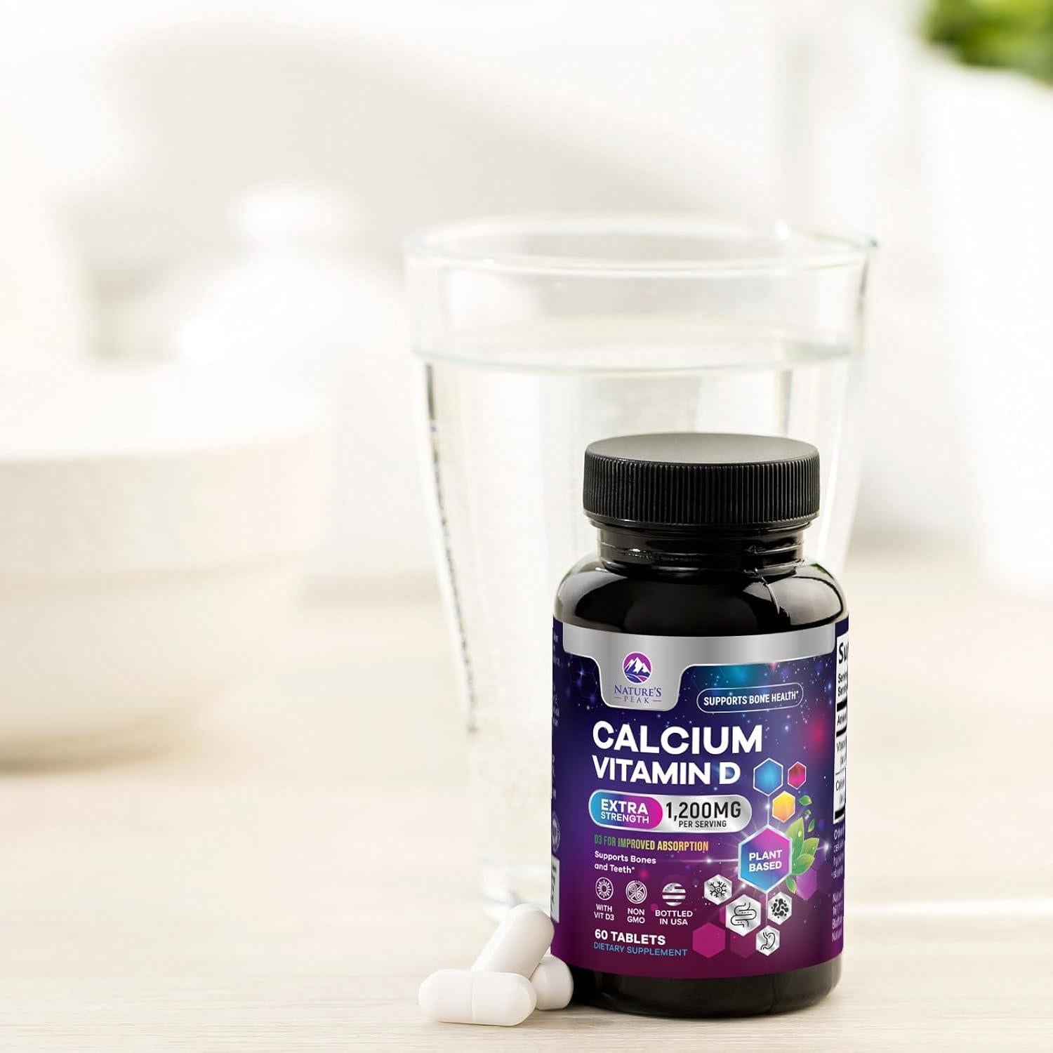 Suplemento de Calcio 1200 mg con Vitamina D3 - 60 Tabletas