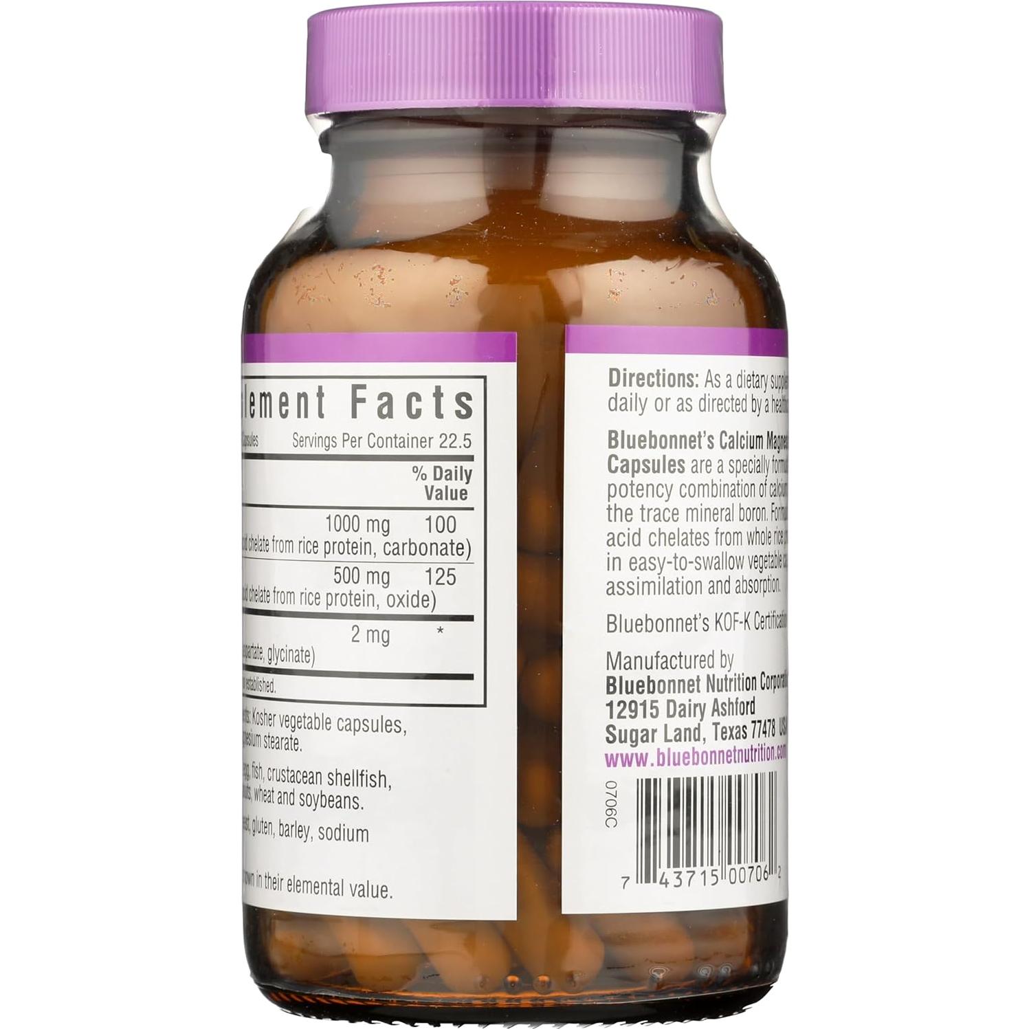 Cápsulas Vegetarianas de Calcio Magnesio Boro BlueBonnet 90 Unidades