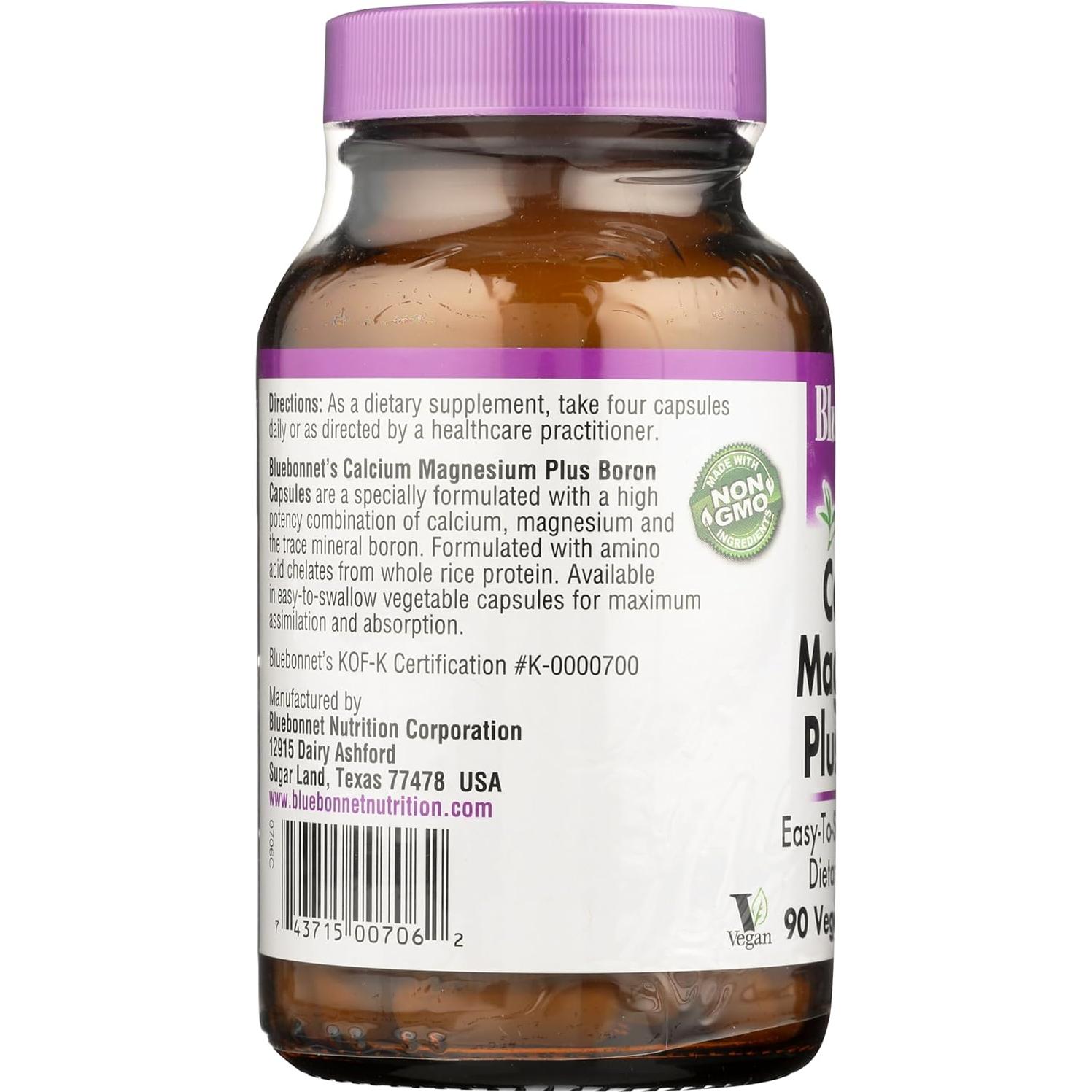 Cápsulas Vegetarianas de Calcio Magnesio Boro BlueBonnet 90 Unidades