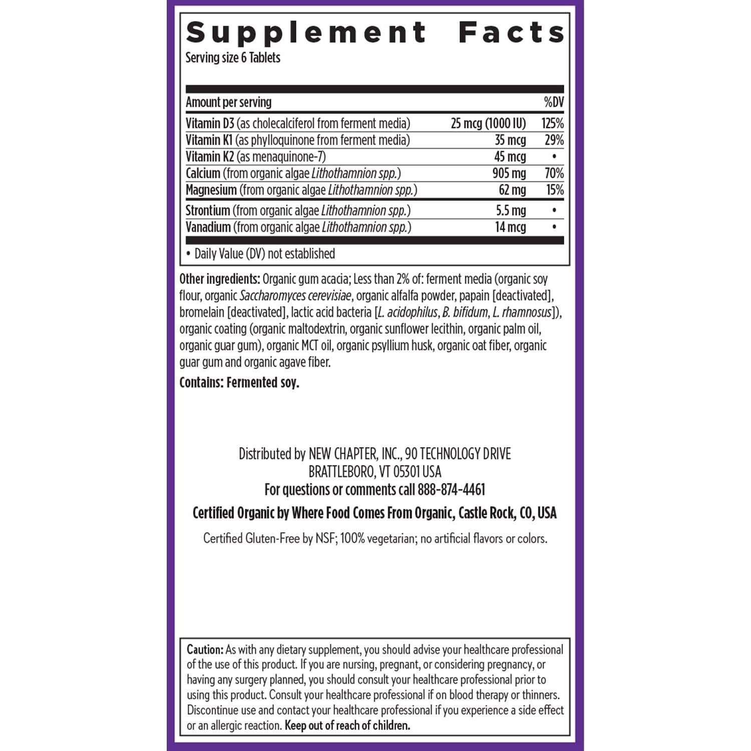 Suplemento de Calcio Orgánico New Chapter 120 Tabletas Mini