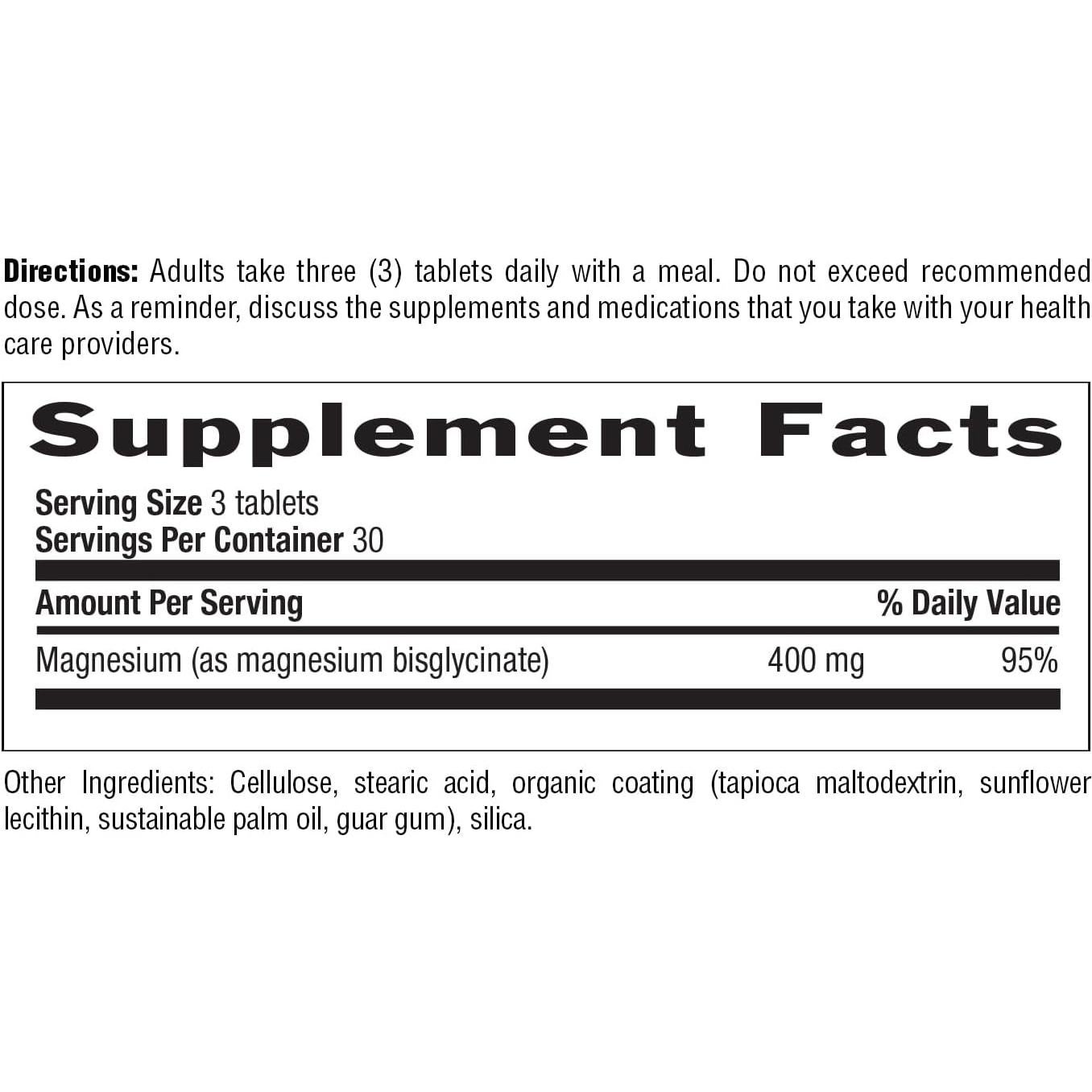 Magnesio Glicinato Quelado Country Life 400mg - 90 Tabletas