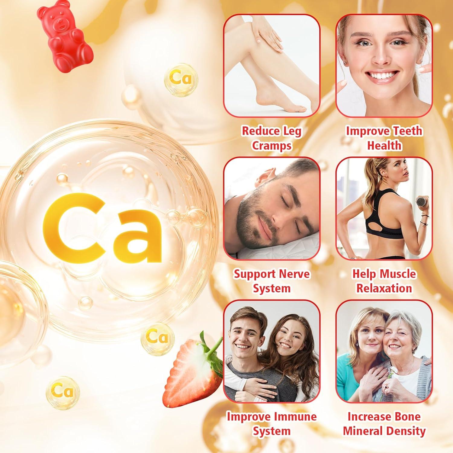 Gomitas de Calcio Citrato 1200mg VCCHUYH Sabor Fresa 60 Unidades