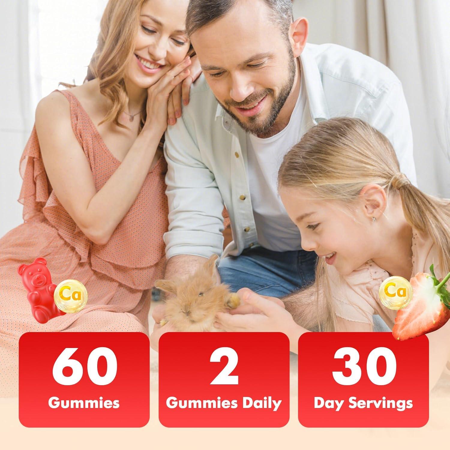 Gomitas de Calcio Citrato 1200mg VCCHUYH Sabor Fresa 60 Unidades