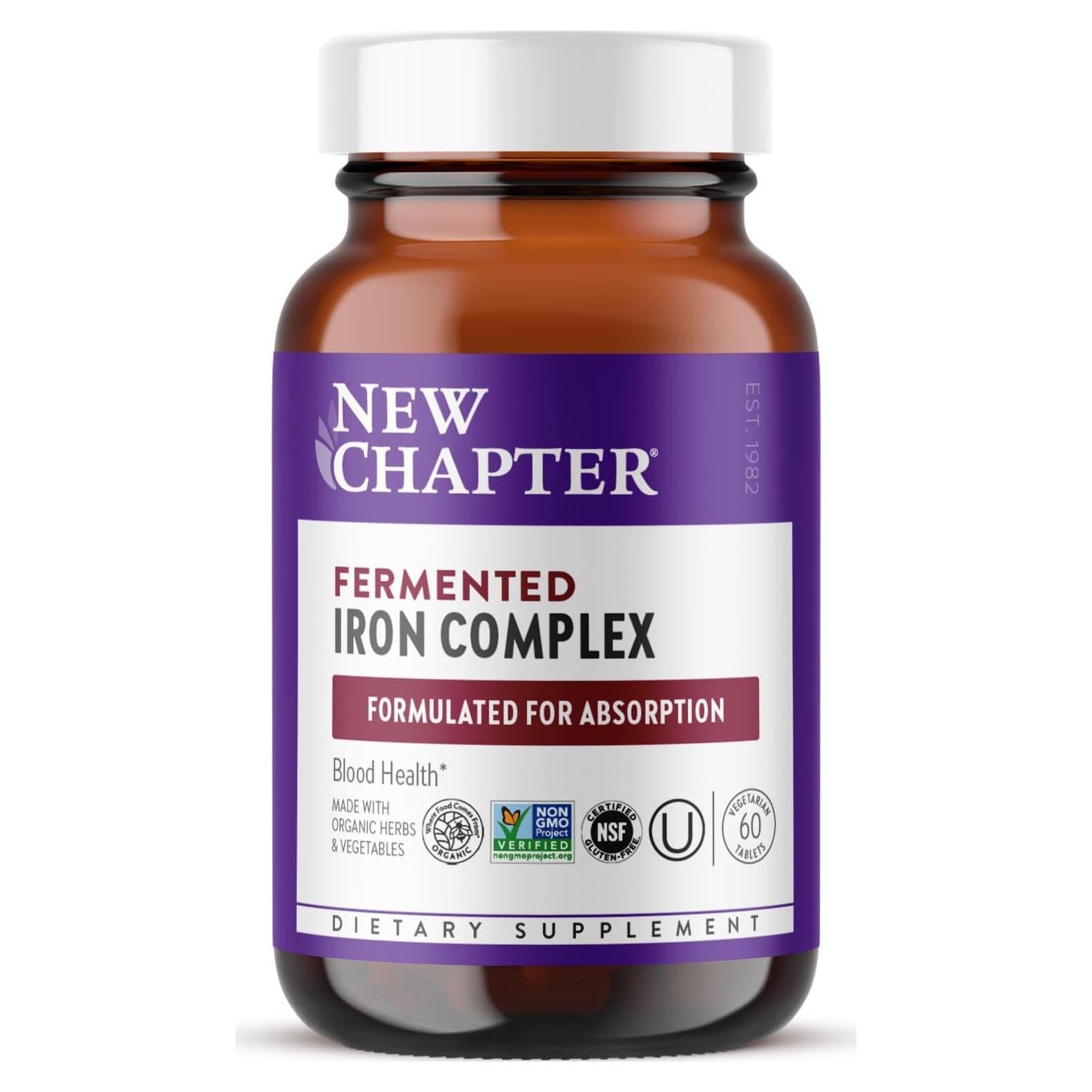 Suplemento de Hierro Fermentado New Chapter 60 Tabletas