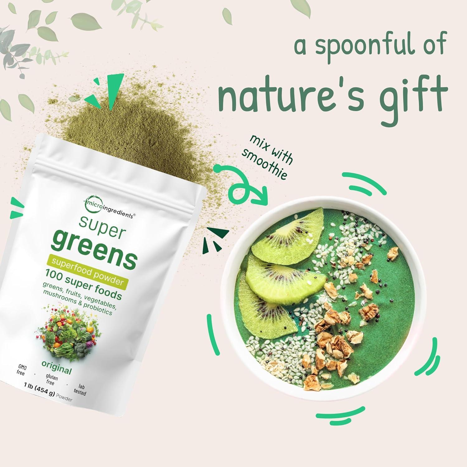 Polvo de Super Verdes Micro Ingredients 0.45kg - 100 Superalimentos