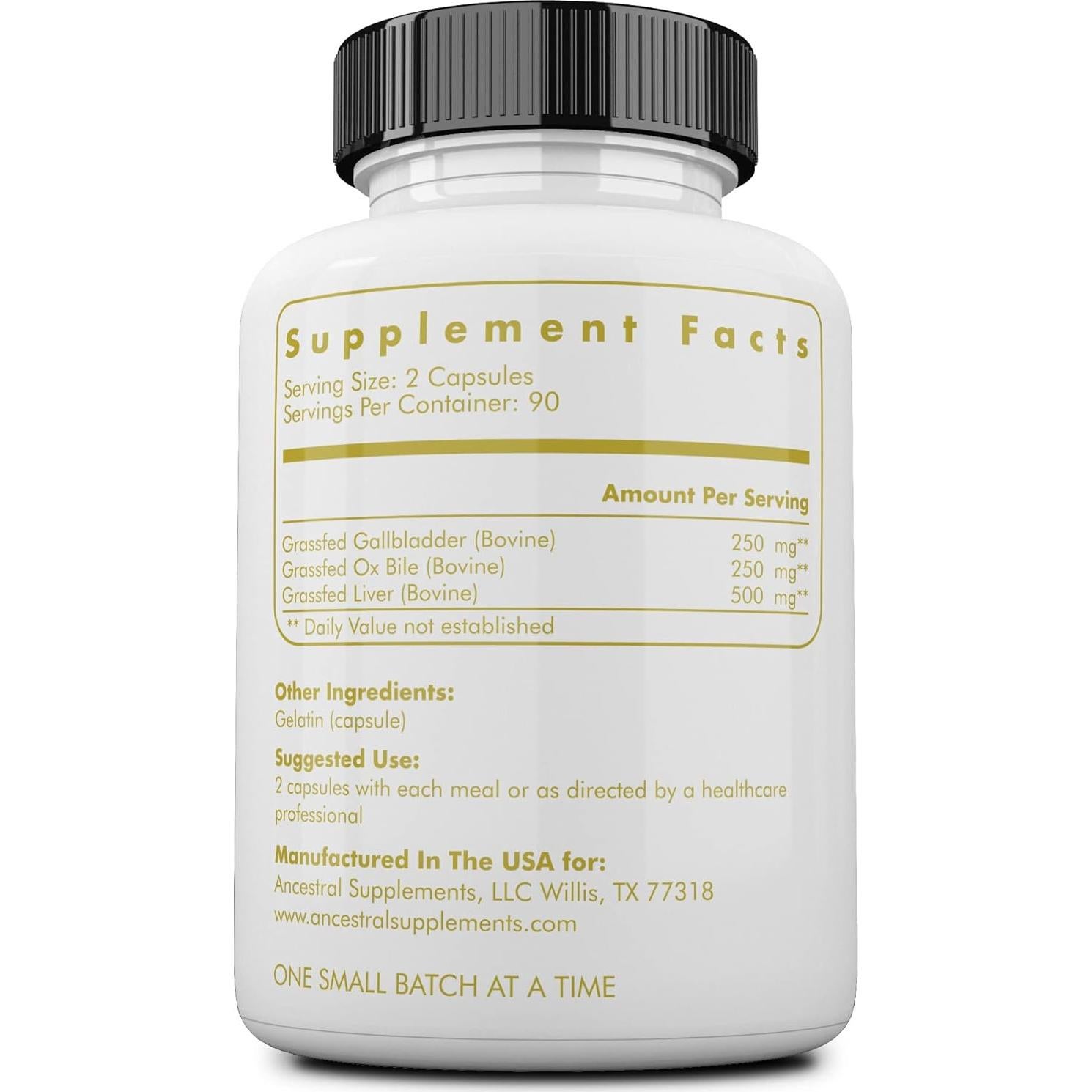 Suplemento de Vesícula Biliar Ancestral 180 Cápsulas 500mg