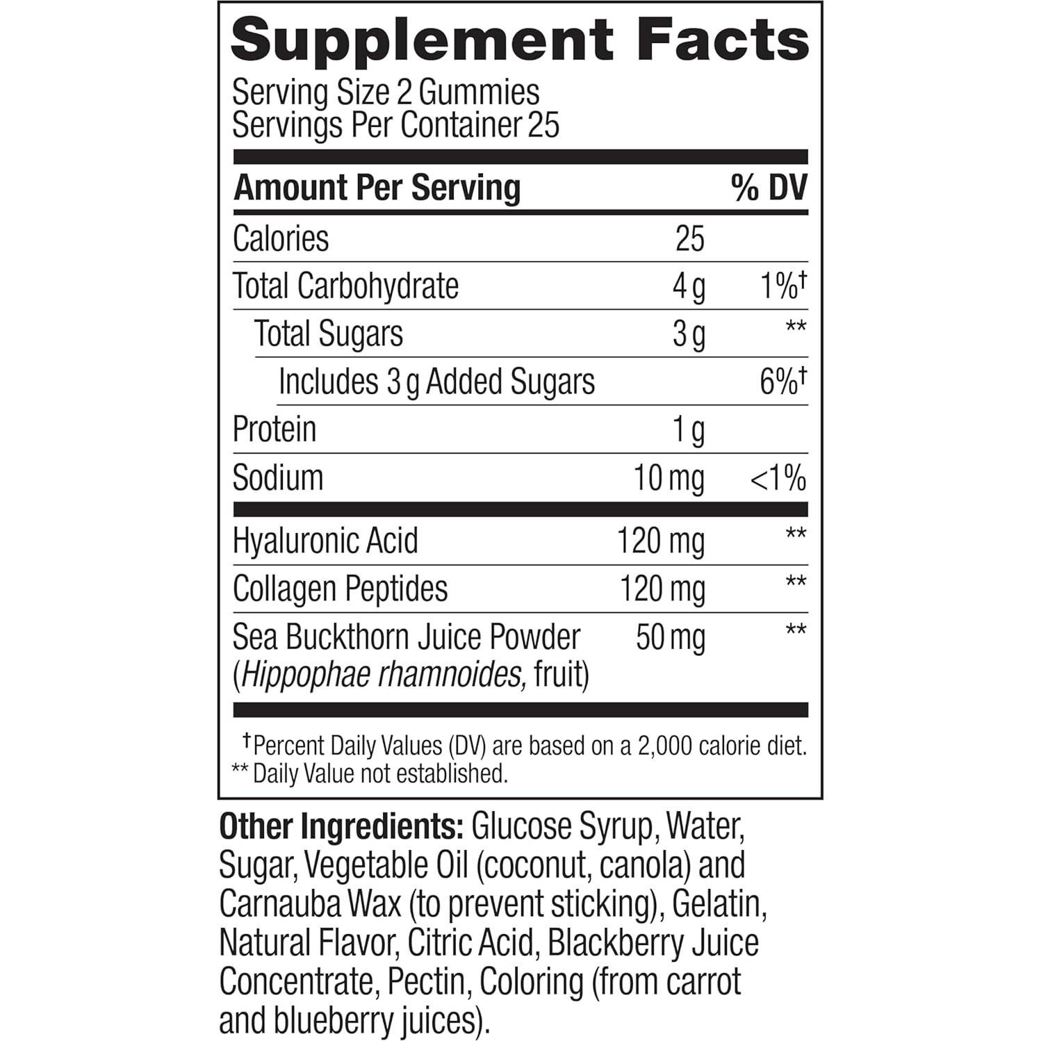 Gomitas OLLY para Piel Radiante - Ácido Hialurónico y Colágeno - 50 Unidades