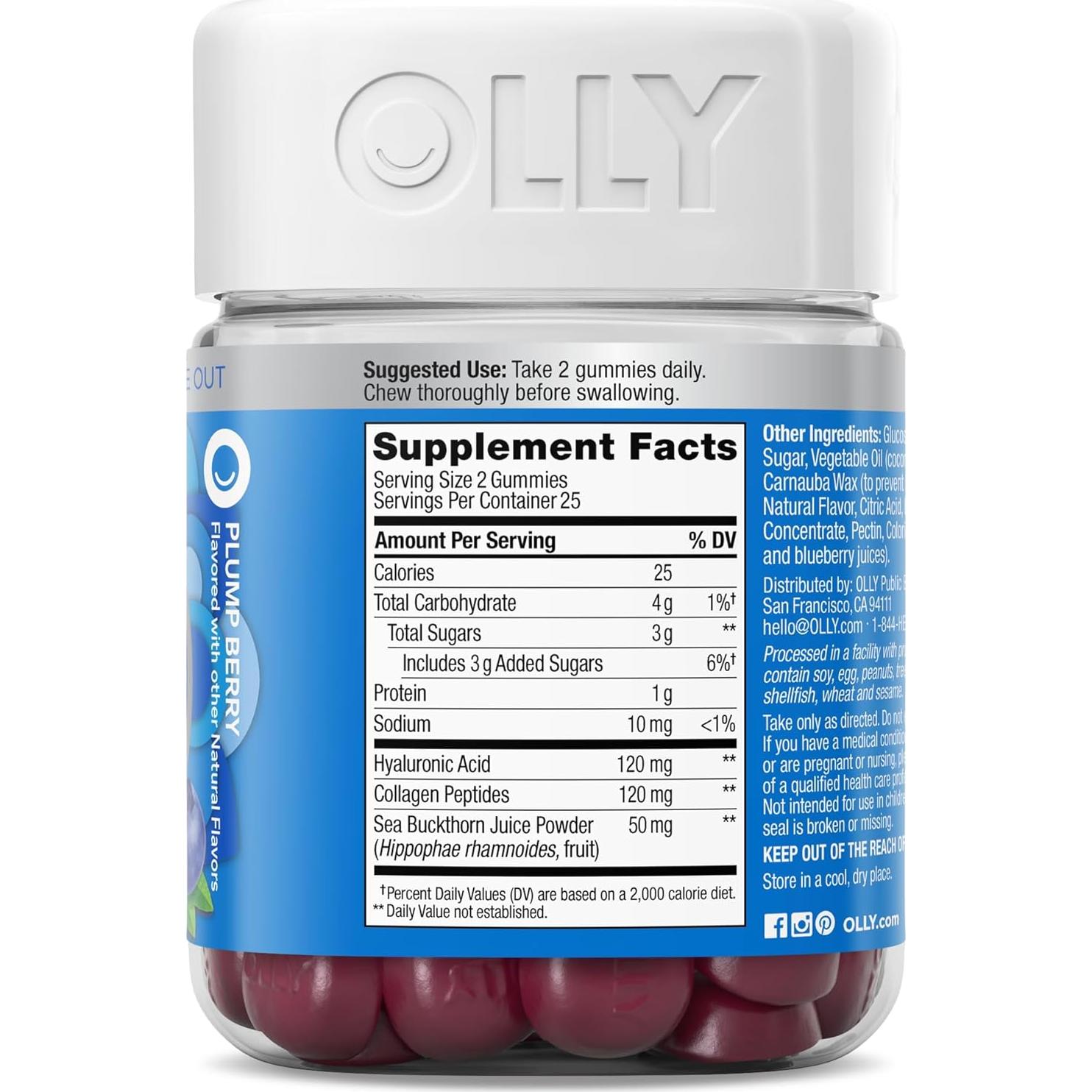 Gomitas OLLY para Piel Radiante - Ácido Hialurónico y Colágeno - 50 Unidades