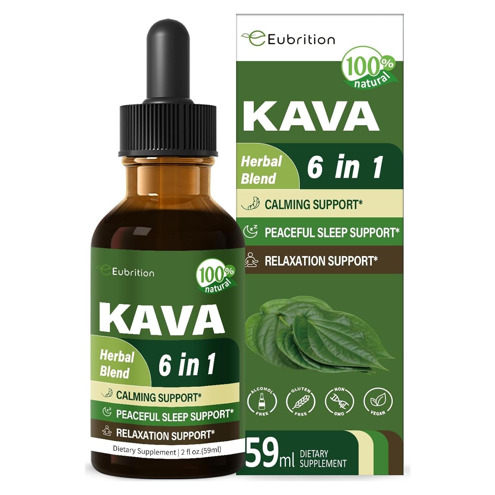 Gotas de Kava Eubrition 59 ml - Suplemento Calmante y Relajante