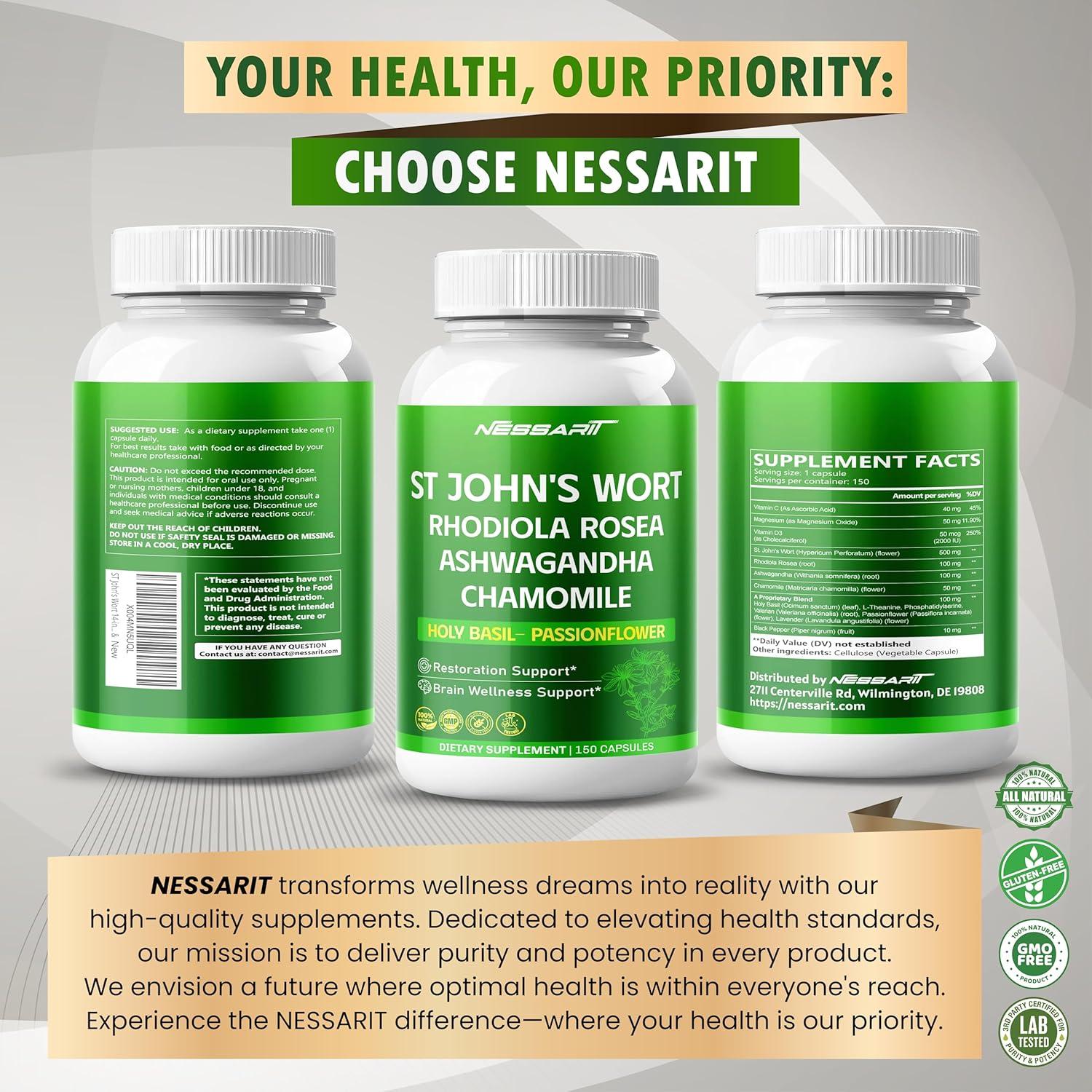 Cápsulas de Hierba de San Juan Nessarit 150 Unidades 14-en-1