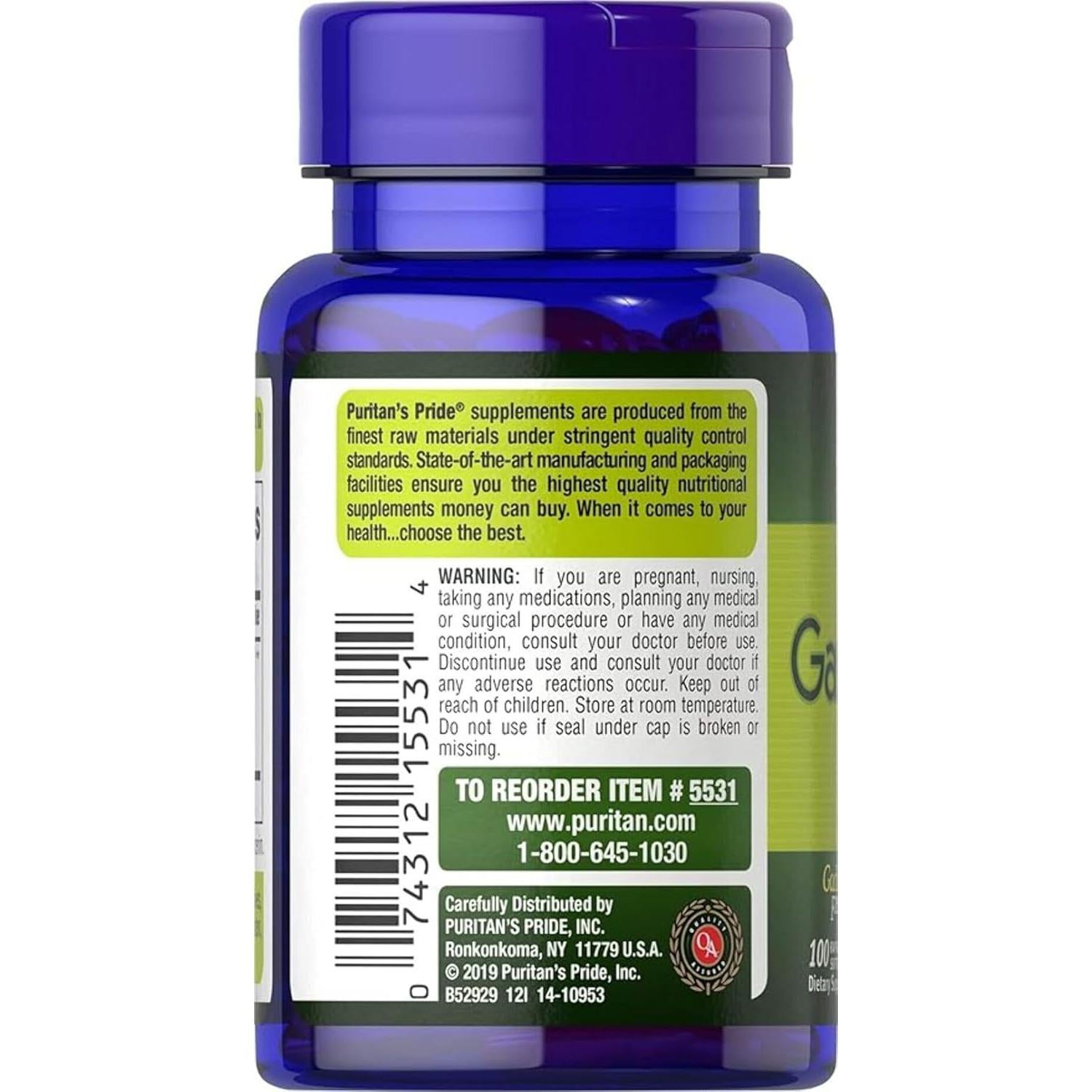 Ajo Puritan's Pride 1000 mg 100 Cápsulas Suplemento