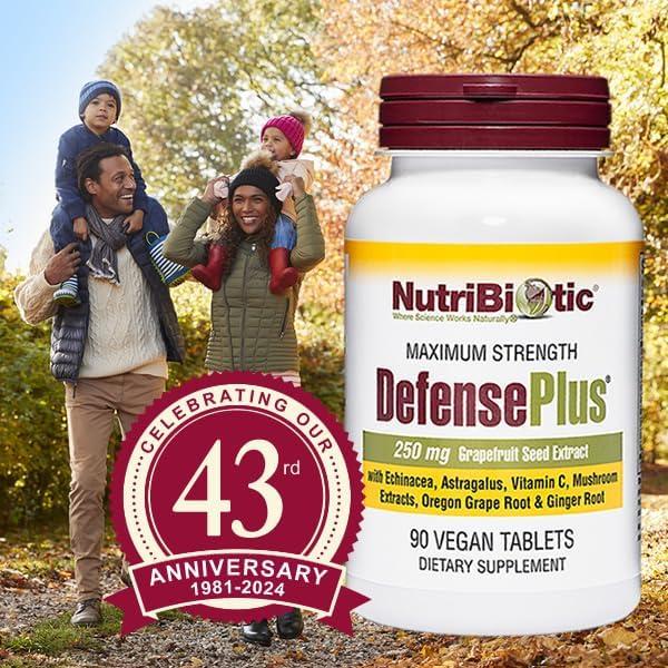 NutriBiotic DefensePlus 90 Tabletas - Apoyo Inmunológico Vegano