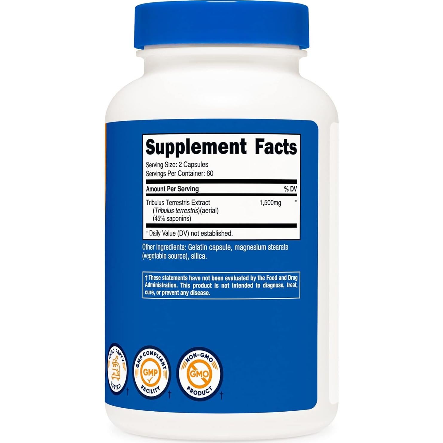 Extracto de Tribulus Terrestris Nutricost 750mg 120 Cápsulas x 2