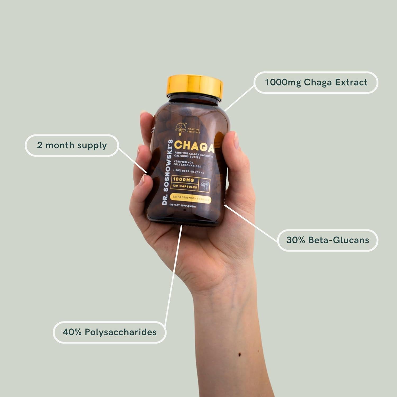 Cápsulas de Chaga BioActivo Dr Sosnowski 1000mg 120 Unidades