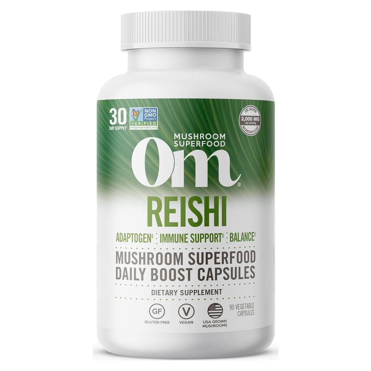 Cápsulas de Hongo Reishi Om Mushroom 90 Unidades Adaptógeno