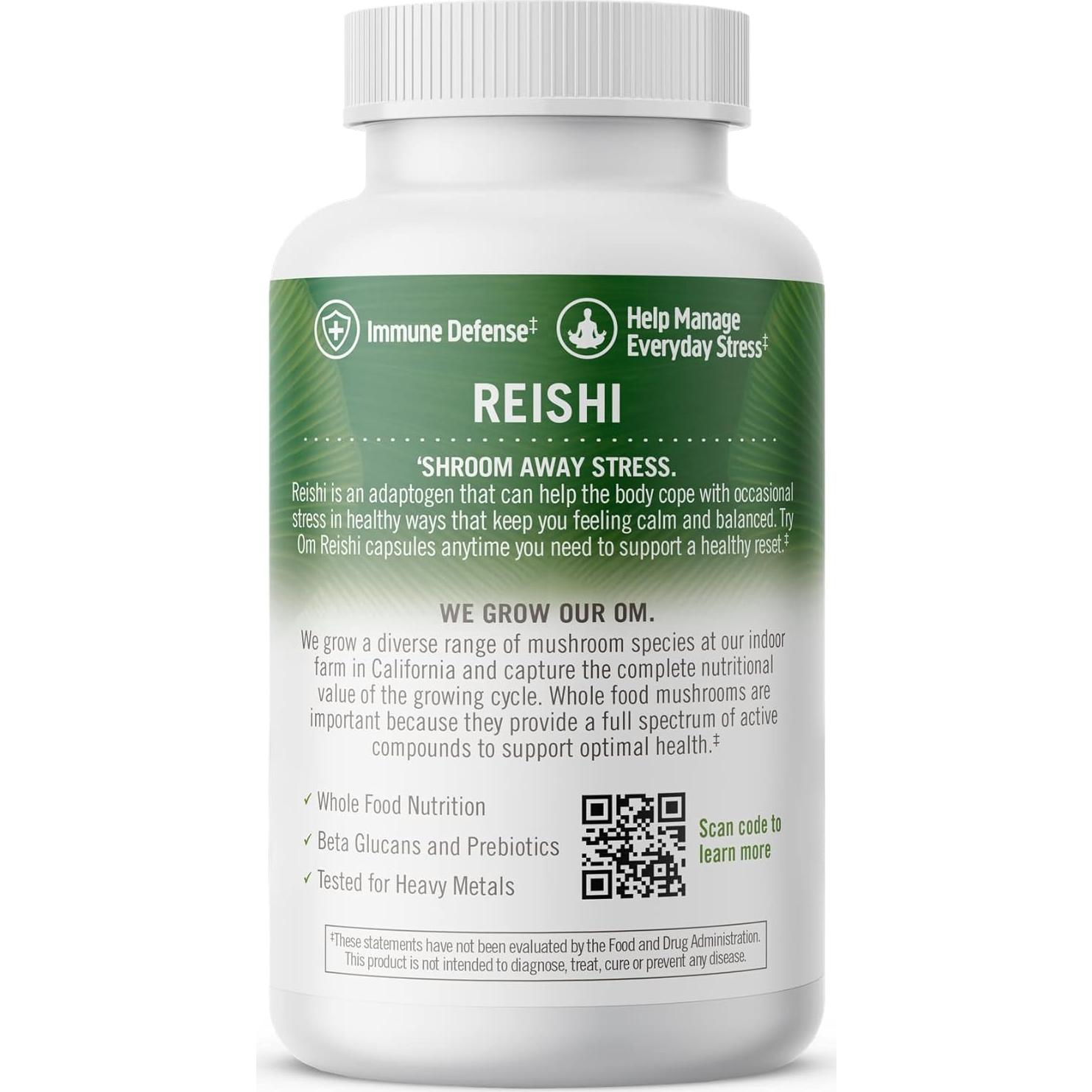 Cápsulas de Hongo Reishi Om Mushroom 90 Unidades Adaptógeno